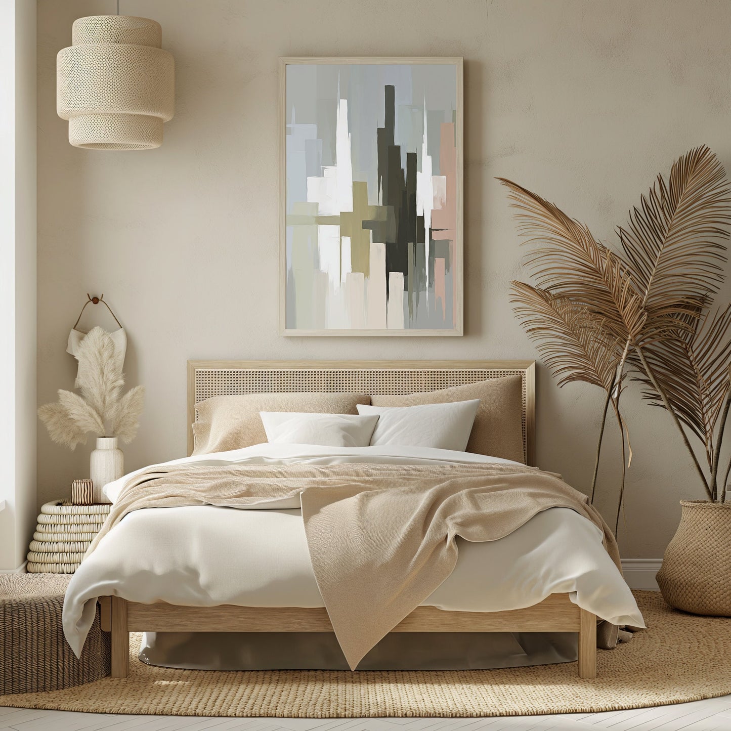 Zephyra Canvas, Urban Abstract Geometric Harmony, Contemporary Digital Print for Modern Interior Design