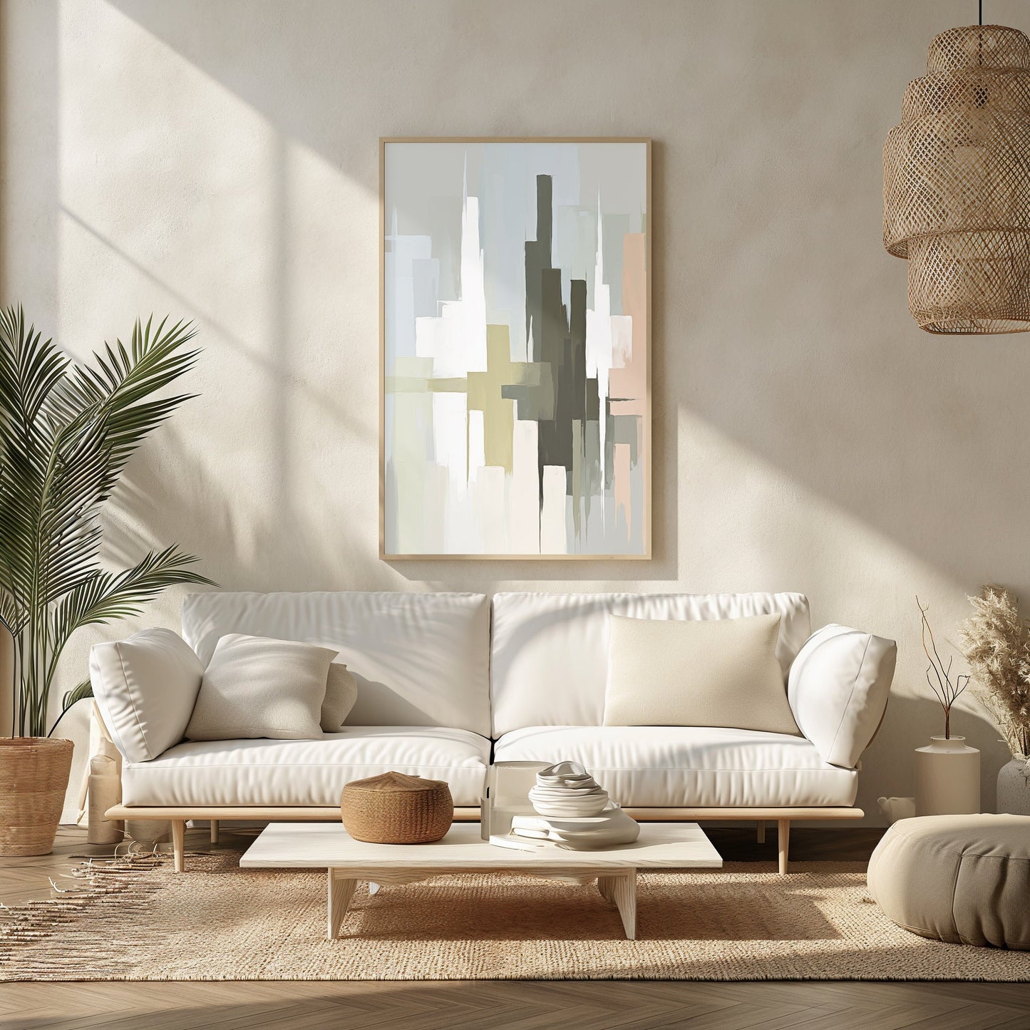Zephyra Canvas, Urban Abstract Geometric Harmony, Contemporary Digital Print for Modern Interior Design
