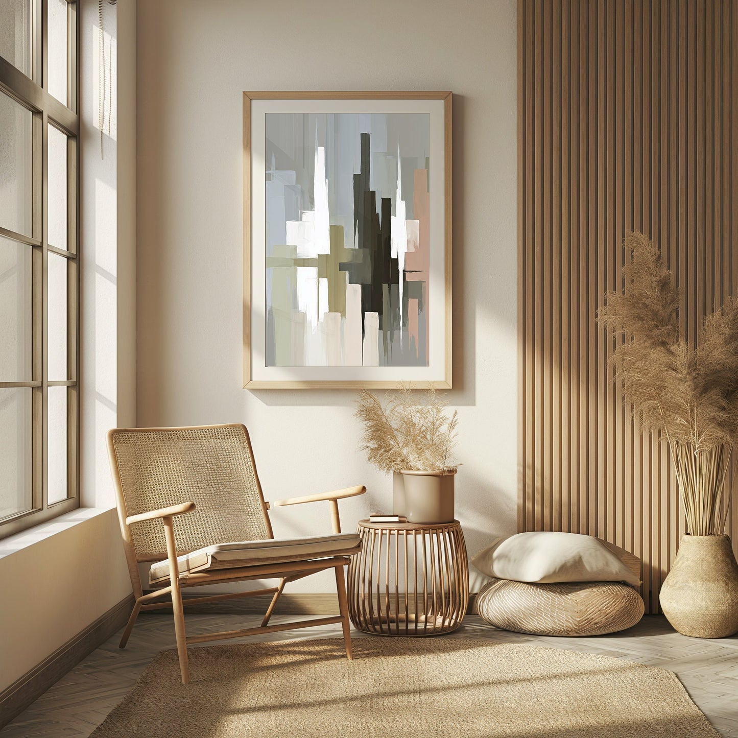 Zephyra Canvas, Urban Abstract Geometric Harmony, Contemporary Digital Print for Modern Interior Design