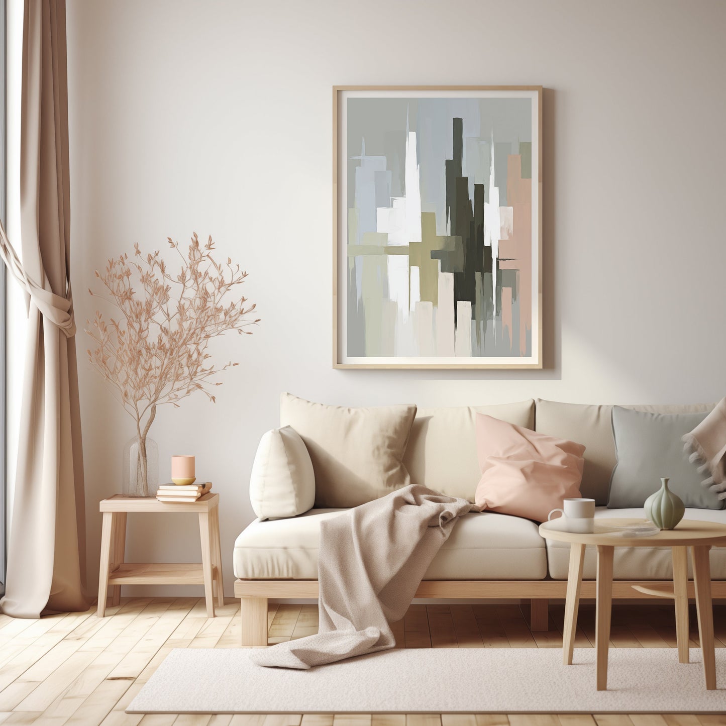 Zephyra Canvas, Urban Abstract Geometric Harmony, Contemporary Digital Print for Modern Interior Design