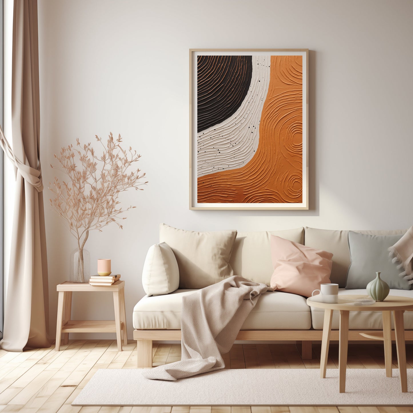 Harmony Curve, Abstract Art Print, Warm Palette, Modern Wall , Curved Line Artwork, Earthy Tones Decor, Minimalist Style, Elegant Poster,