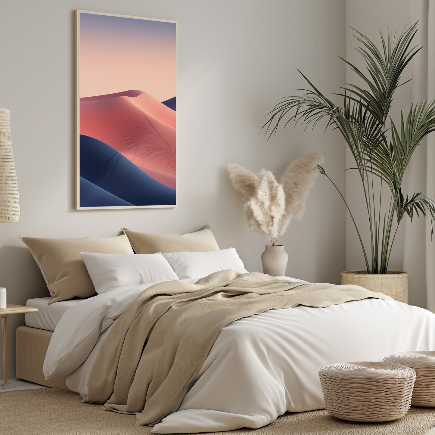 Serenity Dunes Digital Art, Abstract Desert Print, Minimalist Dune Landscape, Pastel Sunset Wall Art, Modern Decor Download