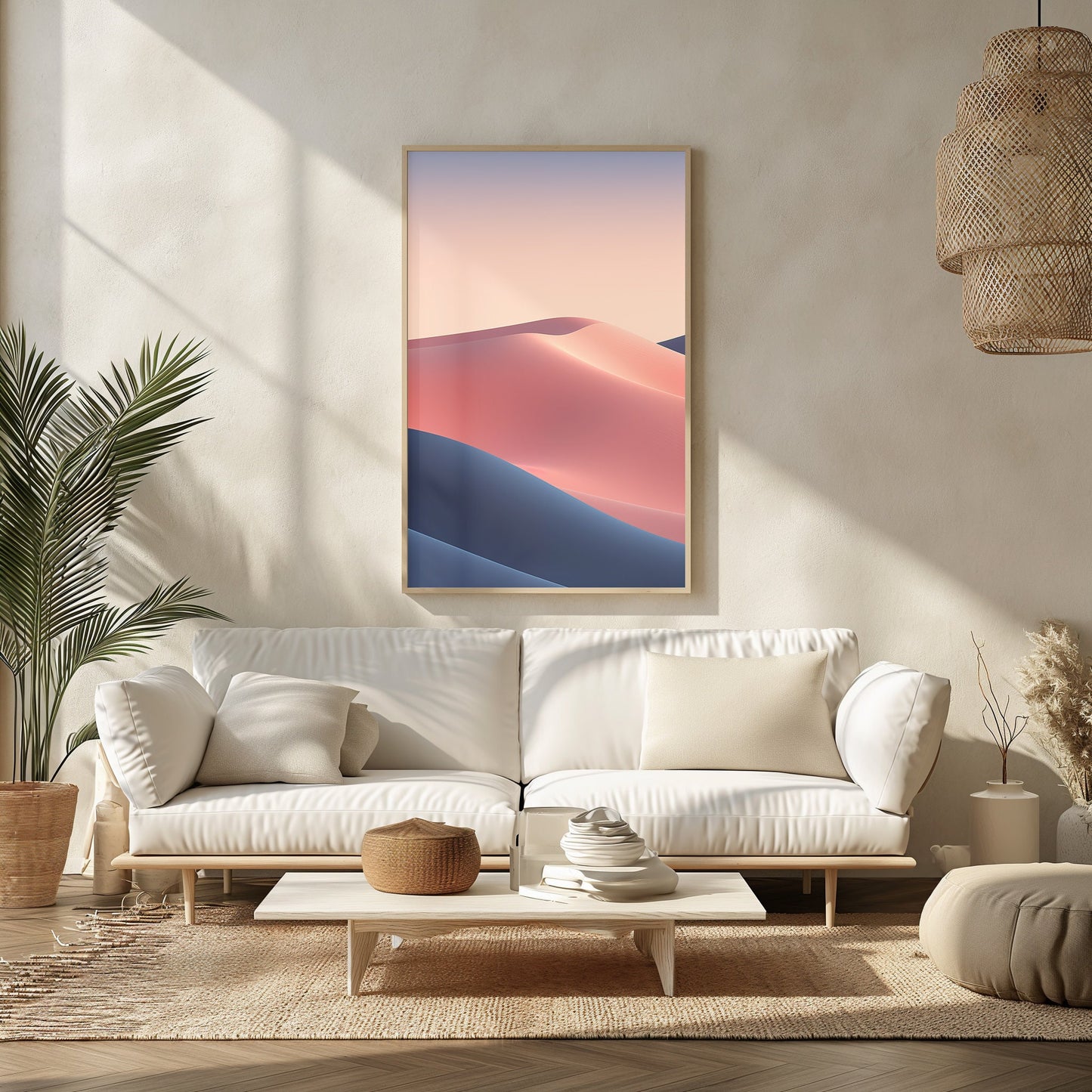 Serenity Dunes Digital Art, Abstract Desert Print, Minimalist Dune Landscape, Pastel Sunset Wall Art, Modern Decor Download