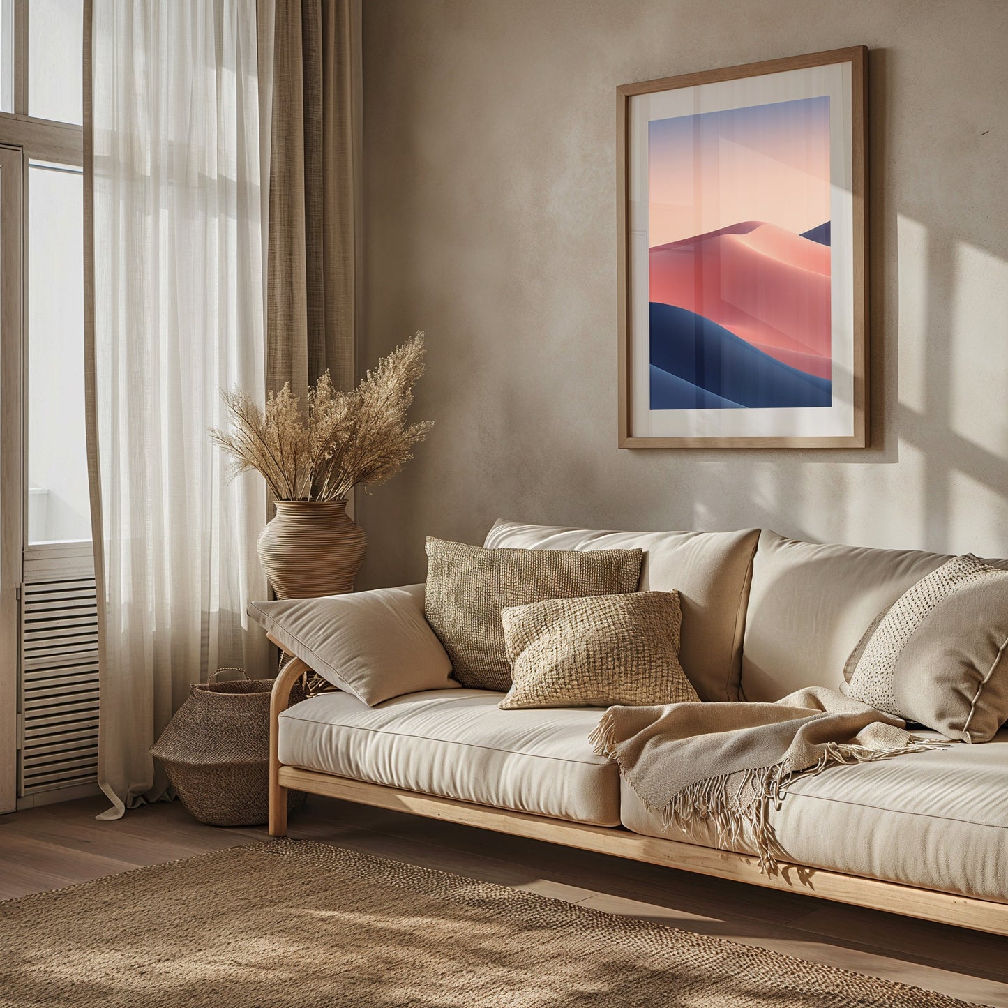 Serenity Dunes Digital Art, Abstract Desert Print, Minimalist Dune Landscape, Pastel Sunset Wall Art, Modern Decor Download