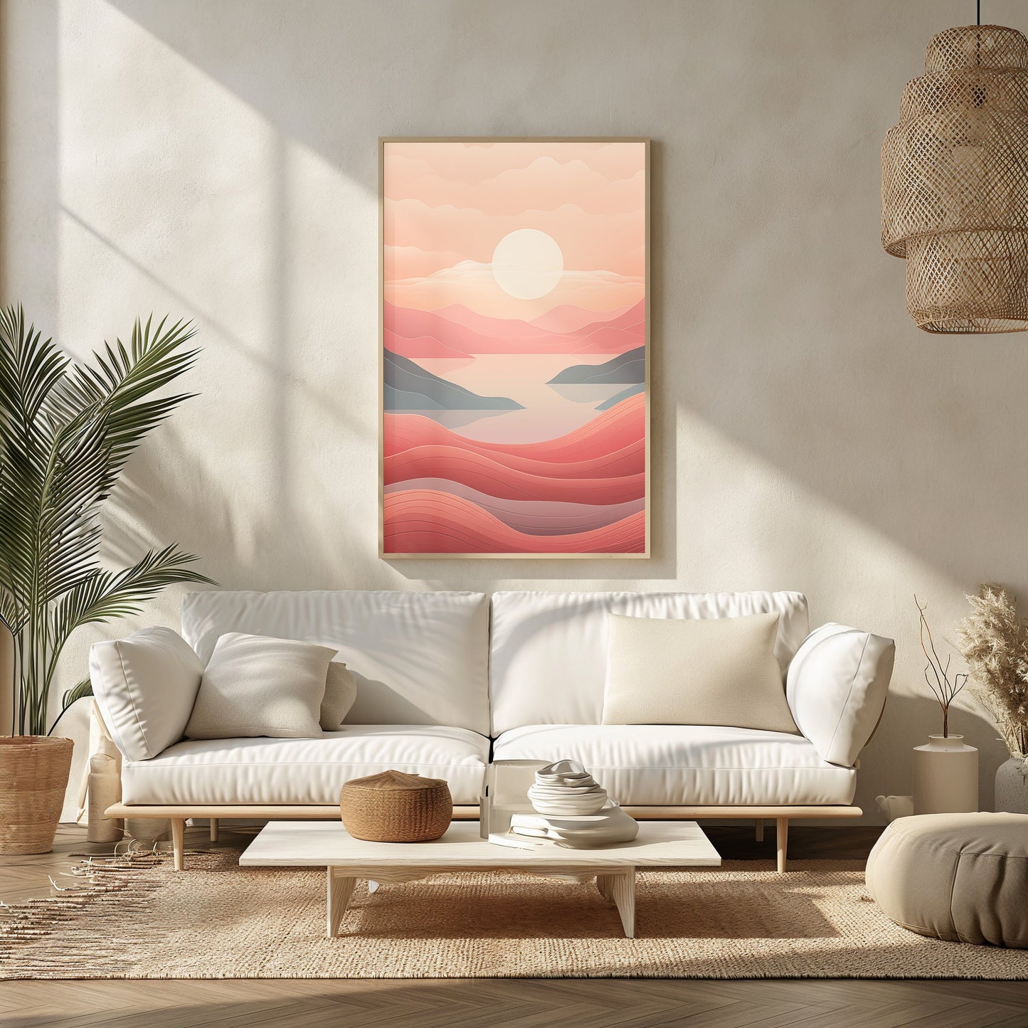 Chic Urban Sunrise Art, Abstract Cityscape Digital Print, Modern Apartment Decor, Warm Toned Wall Art