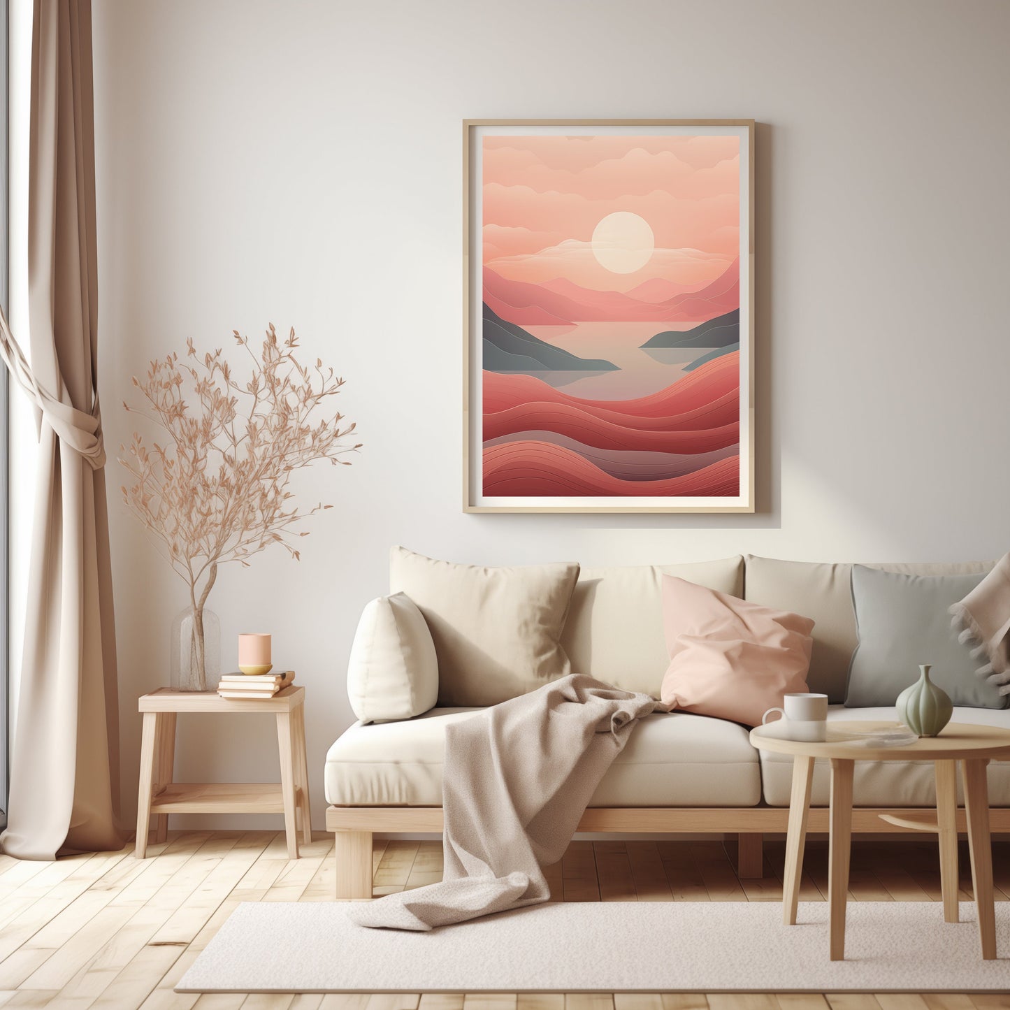 Chic Urban Sunrise Art, Abstract Cityscape Digital Print, Modern Apartment Decor, Warm Toned Wall Art