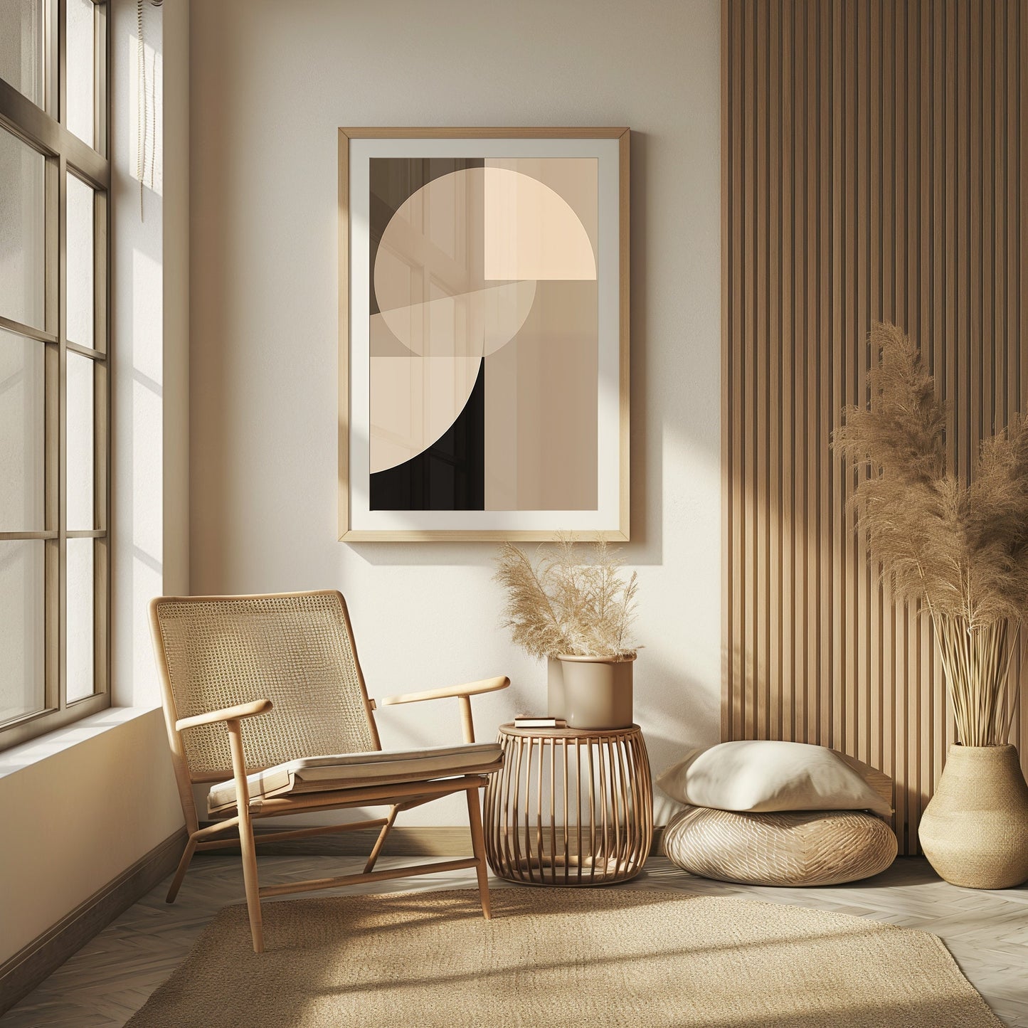 Serene Contour Elegance, Modern Abstract Art, Warm Neutrals and Bold Accents, Sophisticated Wall Decor, Poster Art