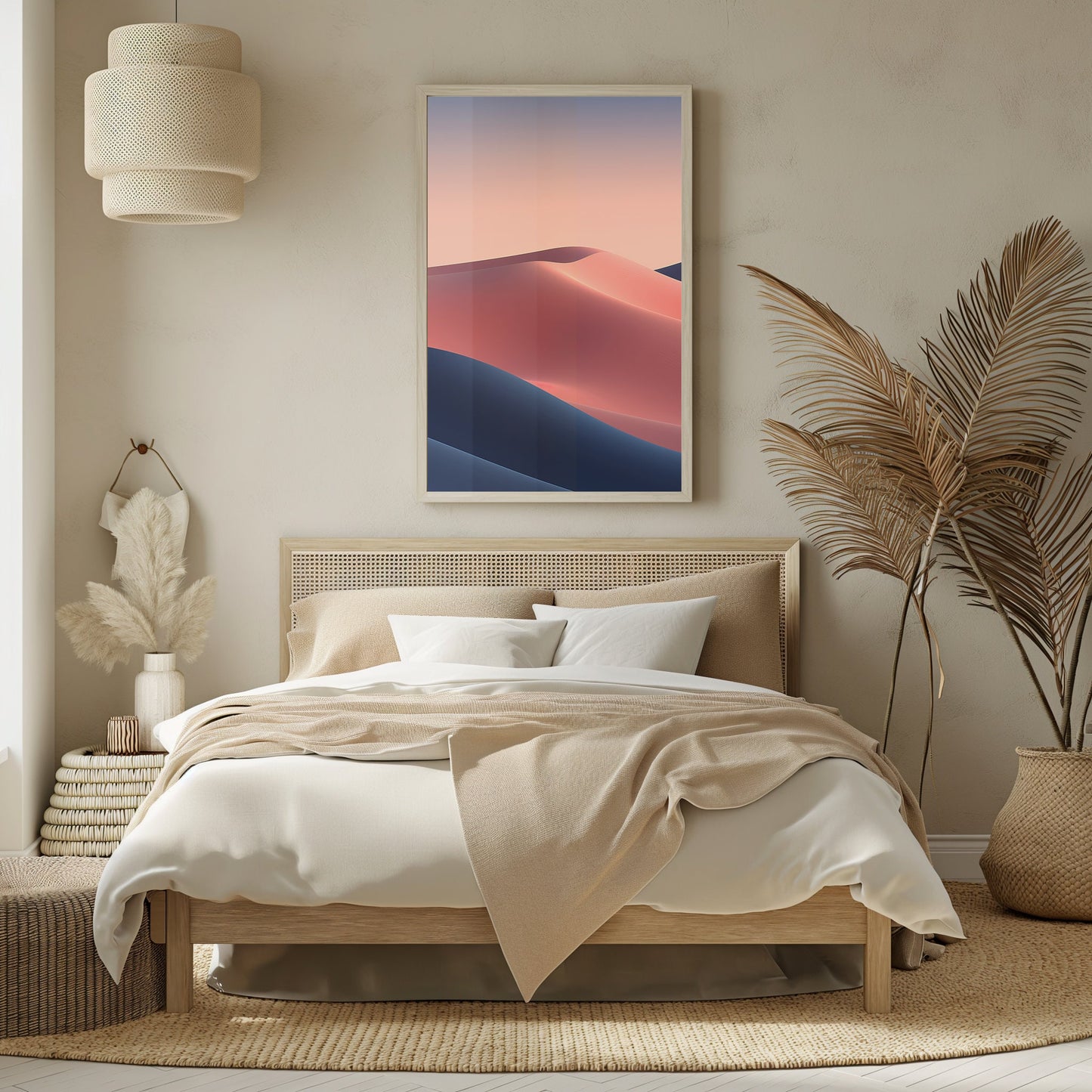 Serenity Dunes Digital Art, Abstract Desert Print, Minimalist Dune Landscape, Pastel Sunset Wall Art, Modern Decor Download