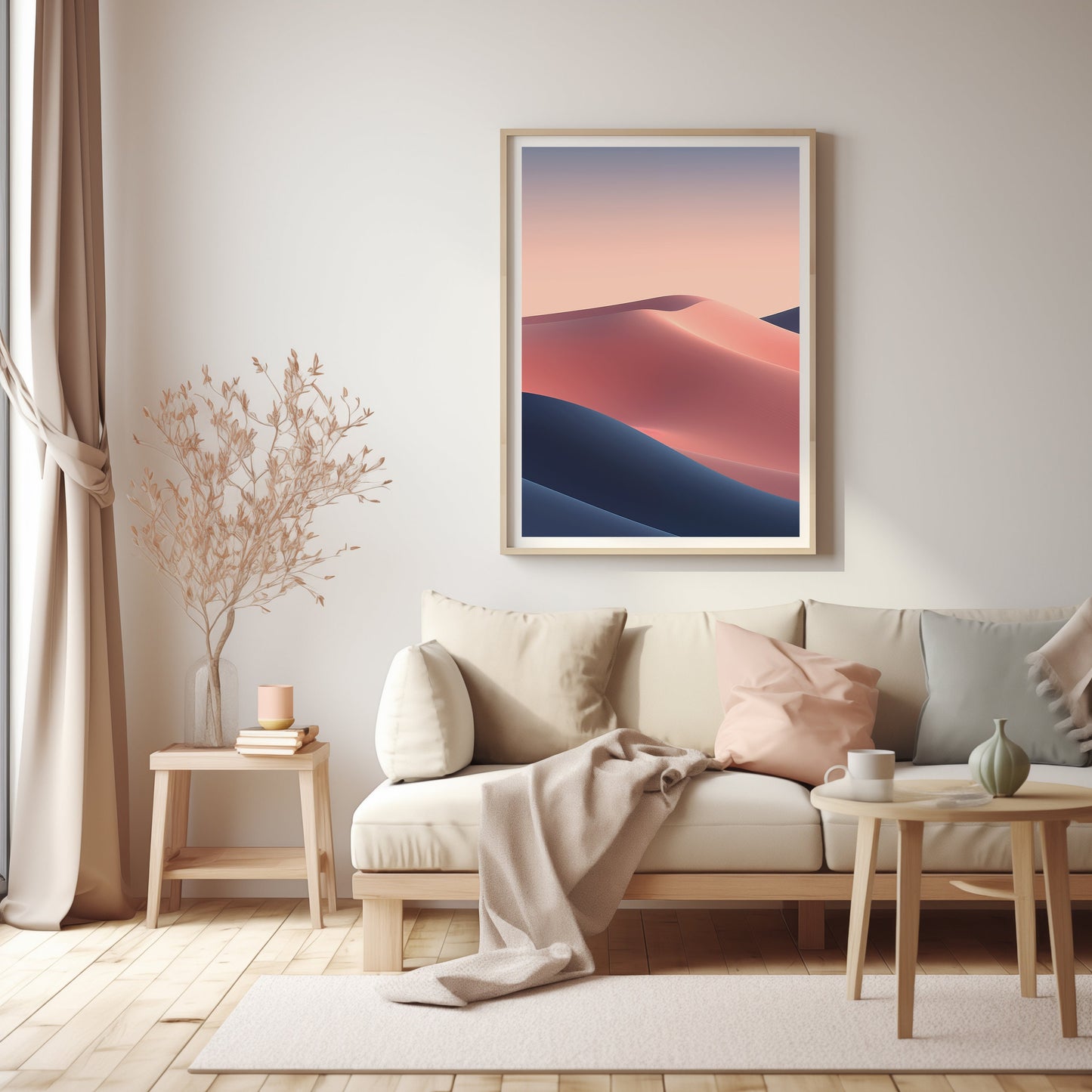 Serenity Dunes Digital Art, Abstract Desert Print, Minimalist Dune Landscape, Pastel Sunset Wall Art, Modern Decor Download