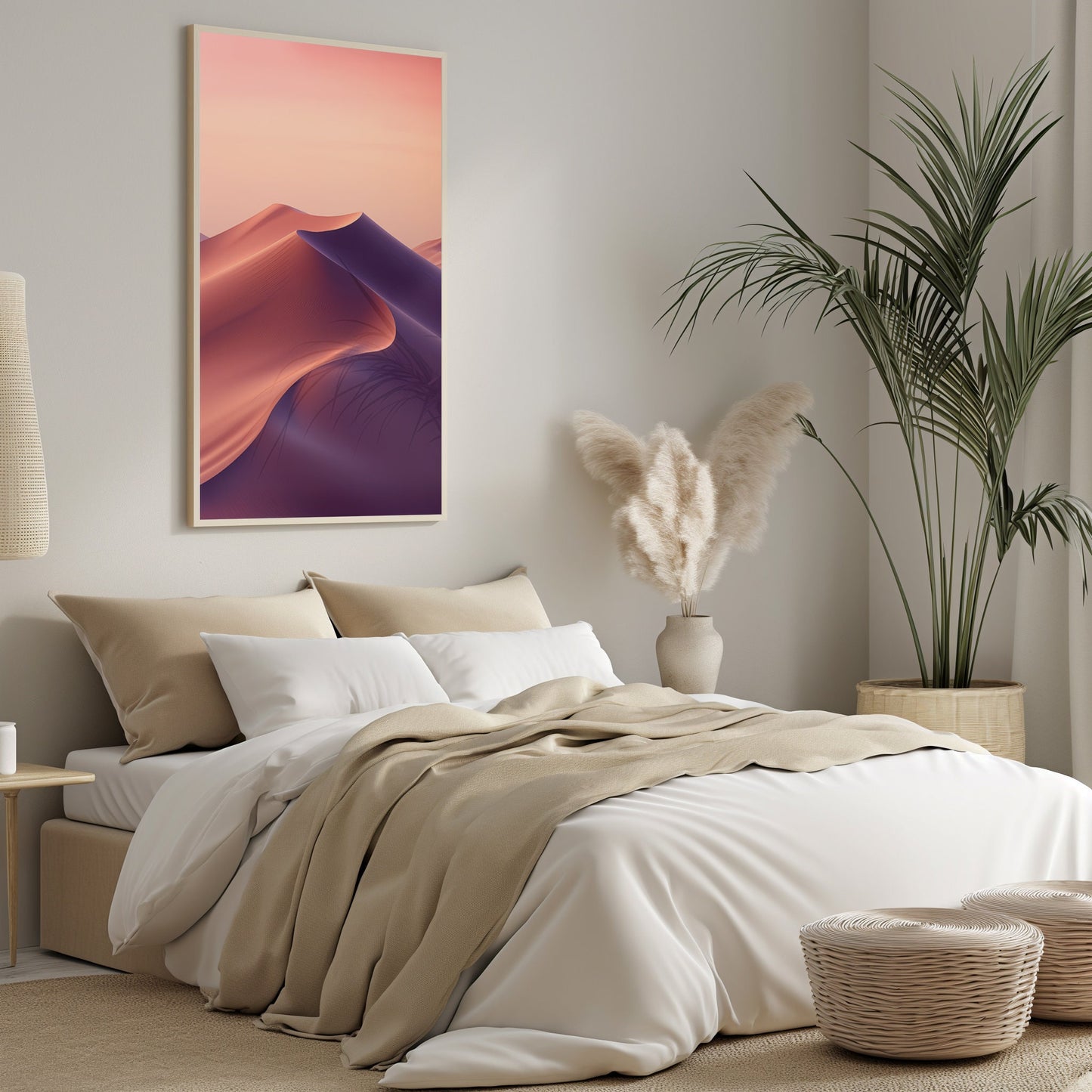 Twilight Dunes Digital Art, Serene Desert Print, Abstract Sand Waves, Gradient Sunset Wall Art, Peaceful Landscape Download