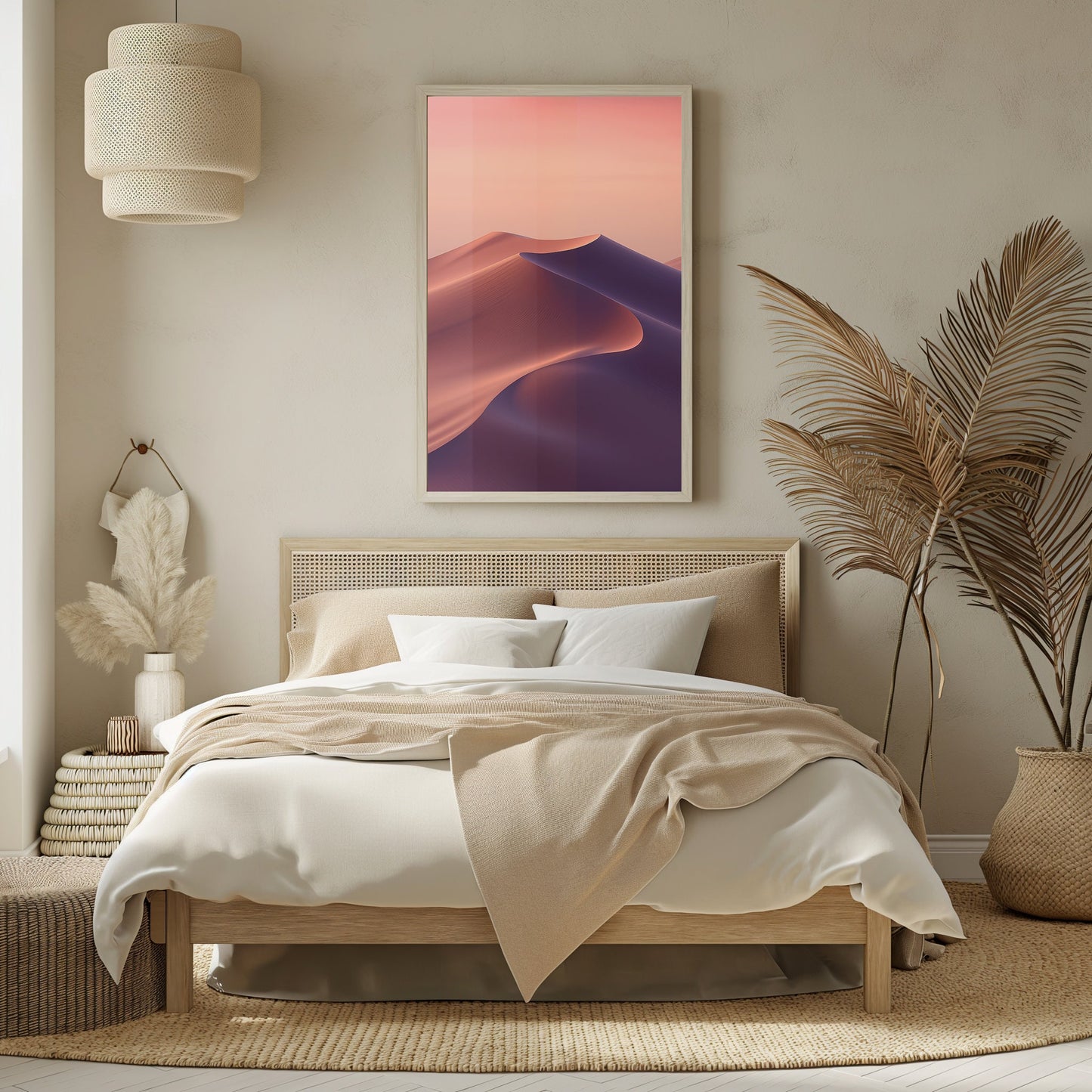 Twilight Dunes Digital Art, Serene Desert Print, Abstract Sand Waves, Gradient Sunset Wall Art, Peaceful Landscape Download