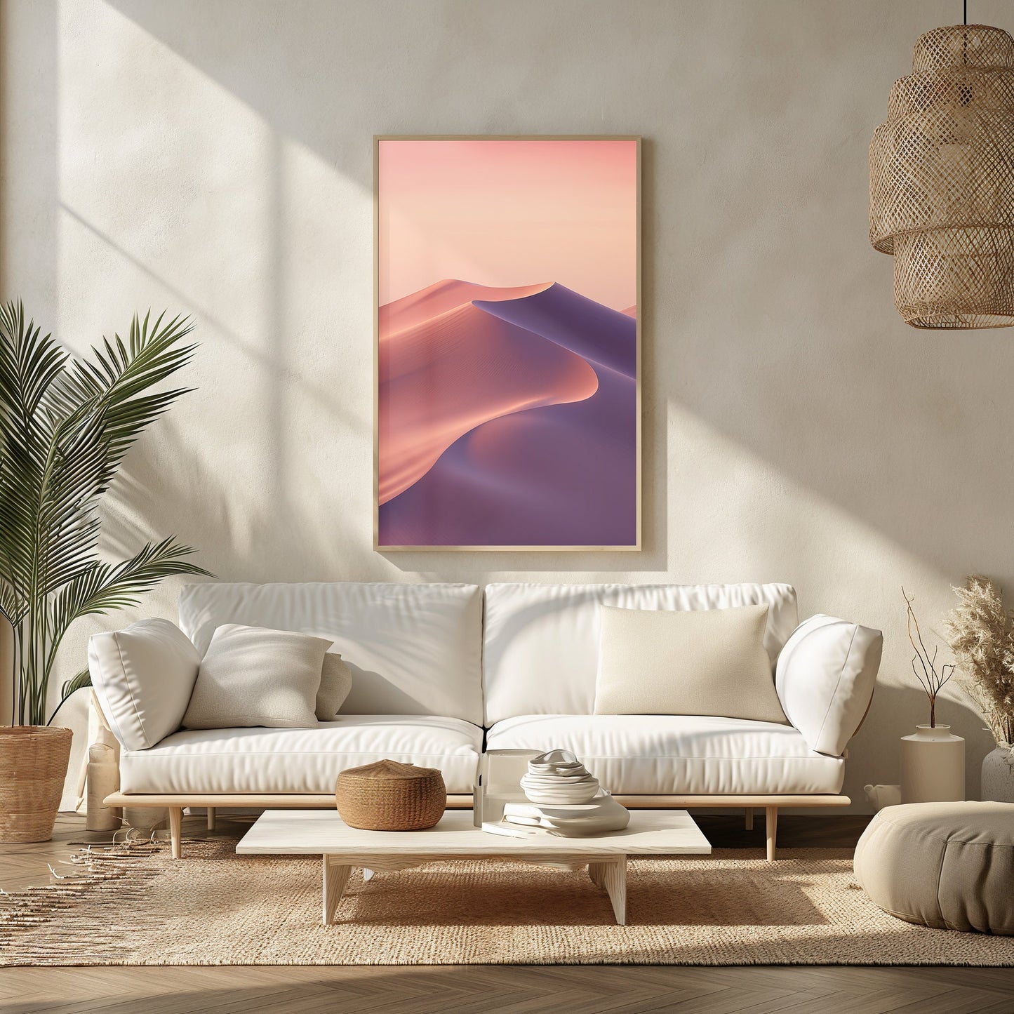 Twilight Dunes Digital Art, Serene Desert Print, Abstract Sand Waves, Gradient Sunset Wall Art, Peaceful Landscape Download