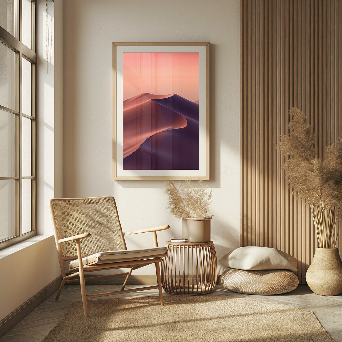 Twilight Dunes Digital Art, Serene Desert Print, Abstract Sand Waves, Gradient Sunset Wall Art, Peaceful Landscape Download