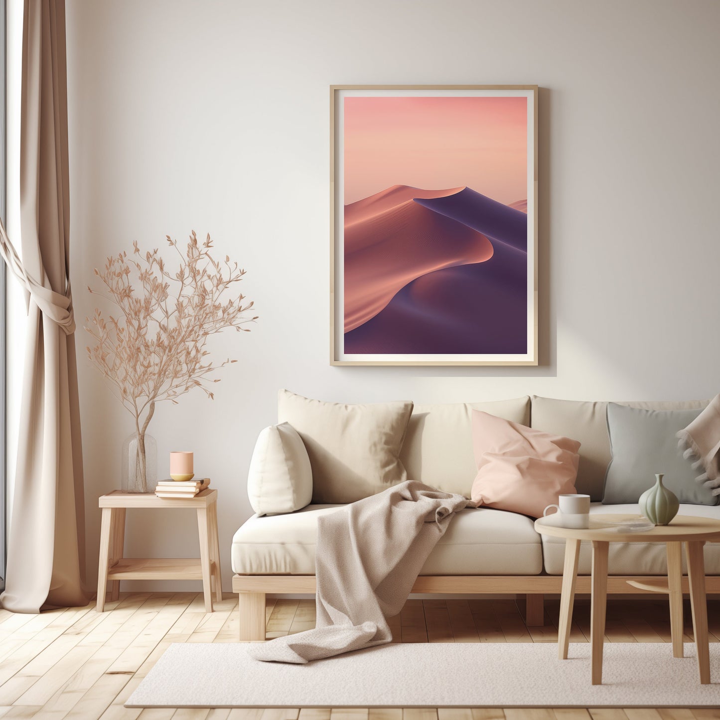 Twilight Dunes Digital Art, Serene Desert Print, Abstract Sand Waves, Gradient Sunset Wall Art, Peaceful Landscape Download