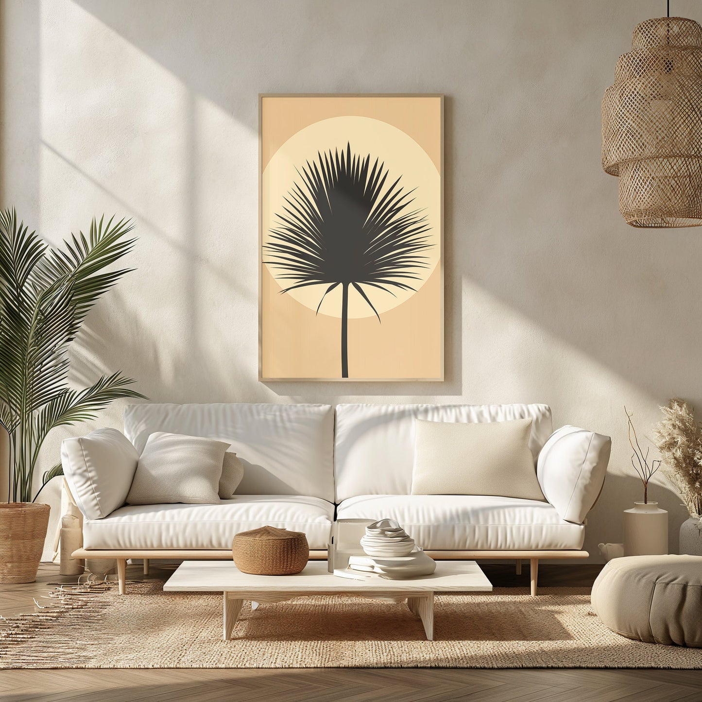 Bold Palm Leaf Print, Mid Century Modern Art, Boho Chic Interior Decor, Abstract Botanical Poster, Minimalist Plant Artwork