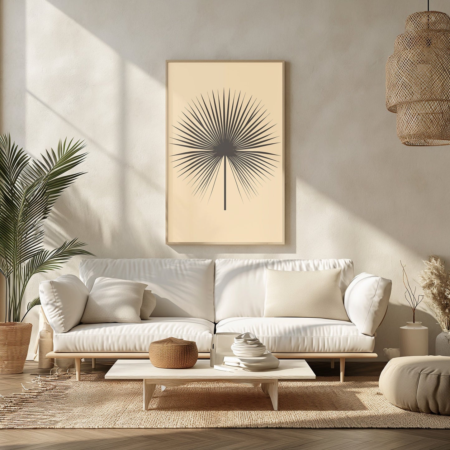 Abstract Palm Silhouette Print, Mid Century Modern Art, Minimalist Boho Decor, Chic Botanical Poster, Contemporary Wall Art