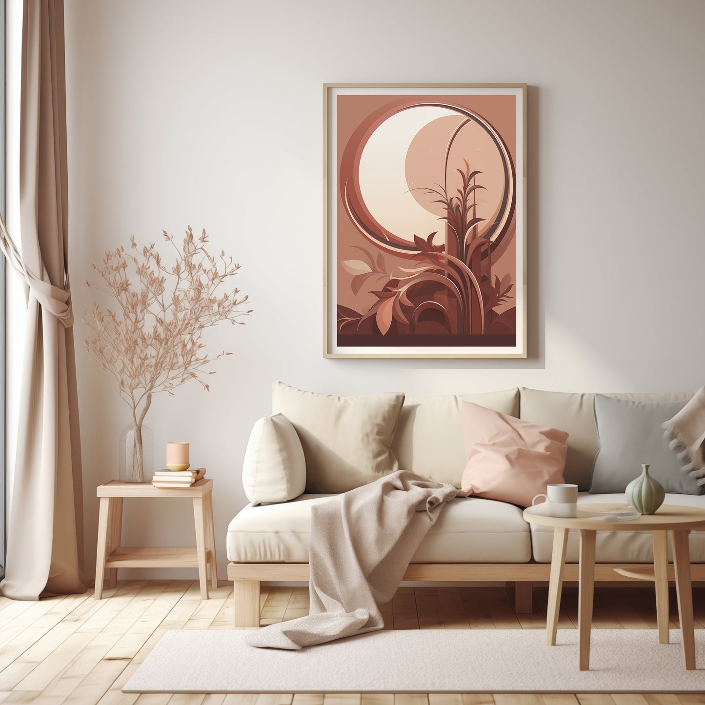Autumn Serenade, Modern Nature Art, Digital Sunset Print, Earth Tone Living, Boho Chic Decor, Printable Warm Landscape