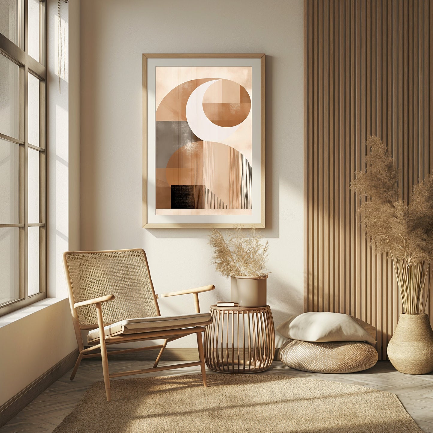 Abstract Crescent, Modern Minimalist Art, Neutral Palette Print, Digital Boho Decor, Moon Phase Wall Art, Instant Art Download