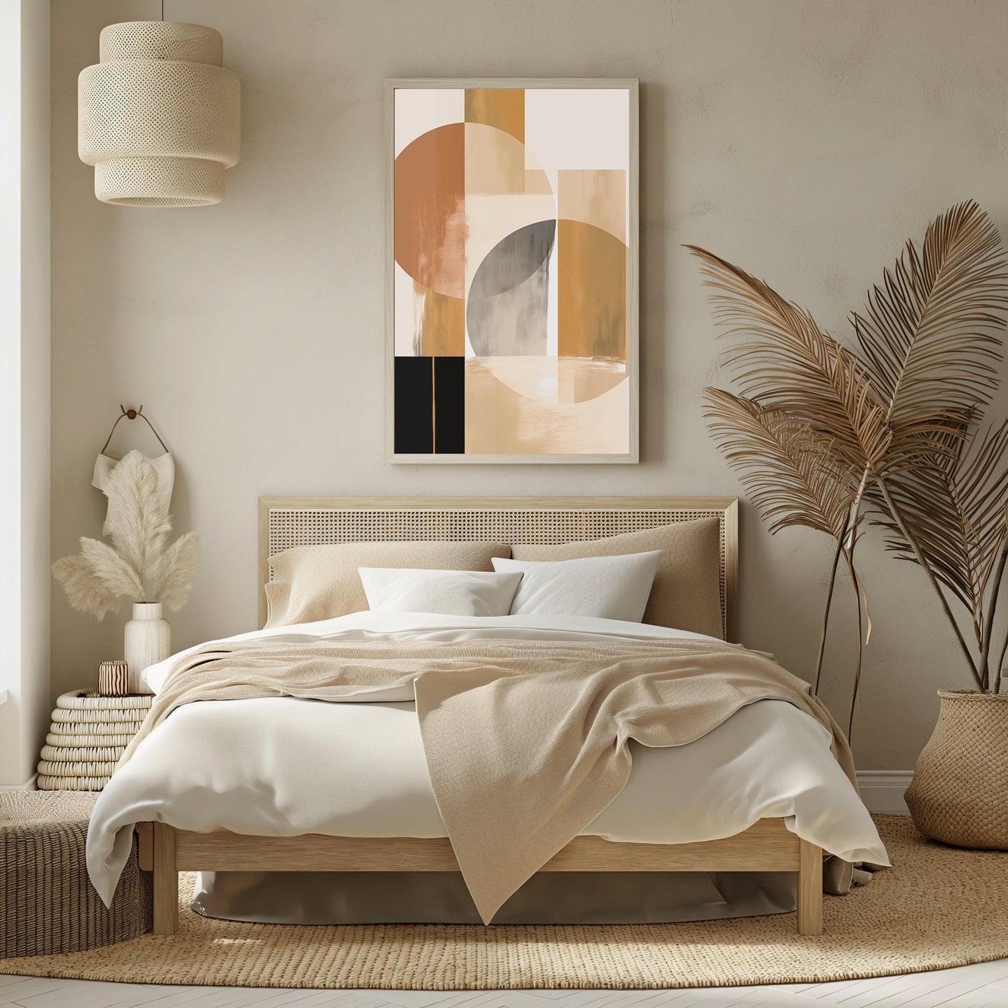 Modern Abstract Elegance, Chic Geometric Art, Contemporary Bedroom Print, Neutral Tones Wall Art, Digital Boho Decor, Instant Art