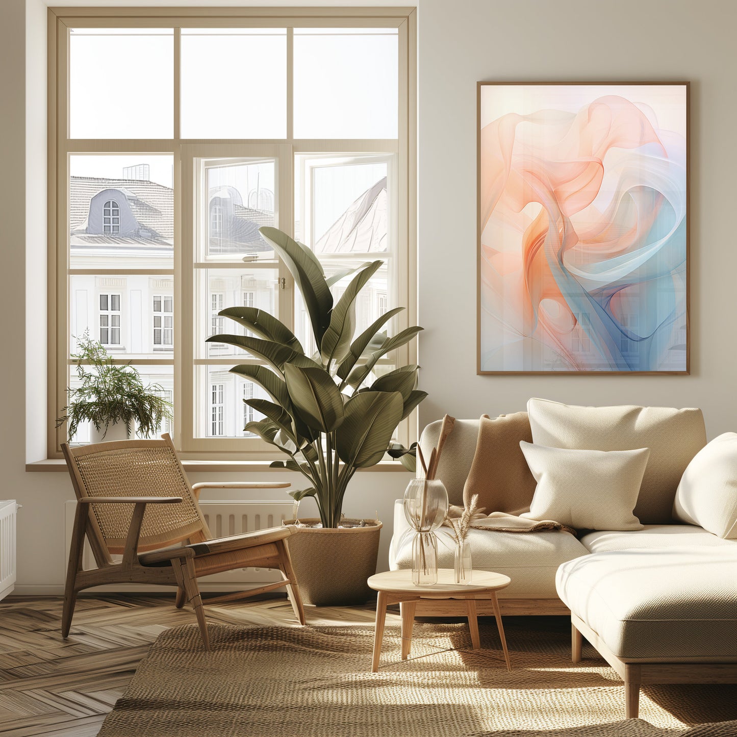 Serene Swirls Canvas, Pastel Abstract Art, Modern Fluid Print, Peaceful Living Room Decor, Digital Artwork, Harmonious Wall Print