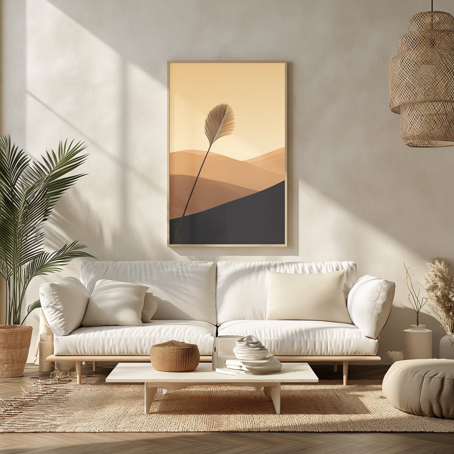 Minimalist Desert Flora Canvas Print - Elegant Wall Art for Modern Home Decor, Abstract Nature Illustration