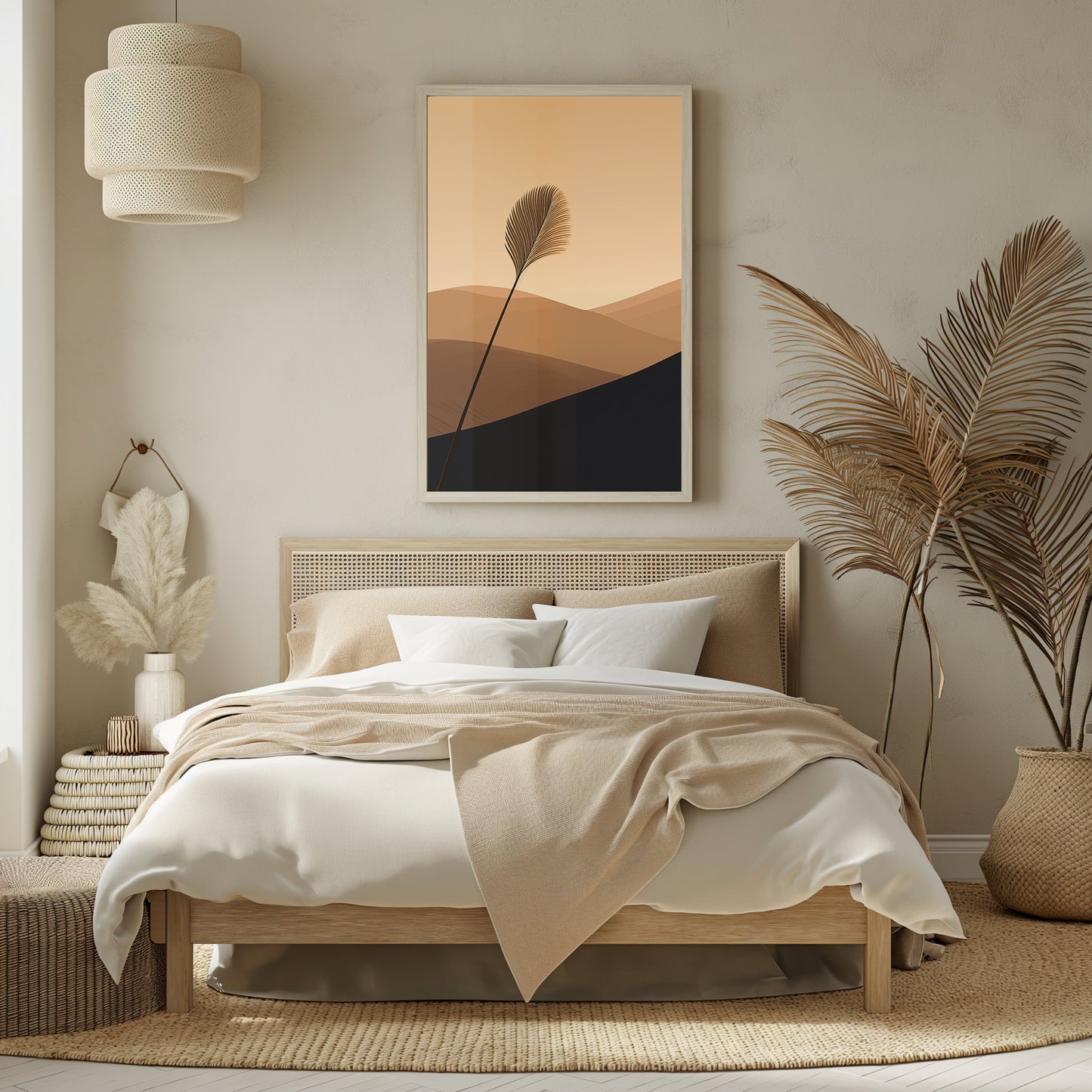 Minimalist Desert Flora Canvas Print - Elegant Wall Art for Modern Home Decor, Abstract Nature Illustration