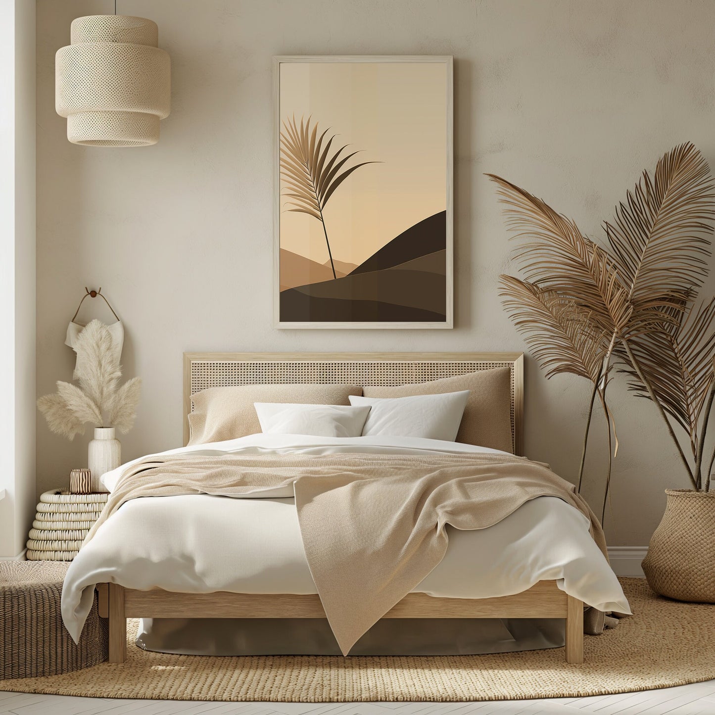 Desert Whisper - Modern Minimalist Palm Wall Art Print, Neutral Toned Home Decor