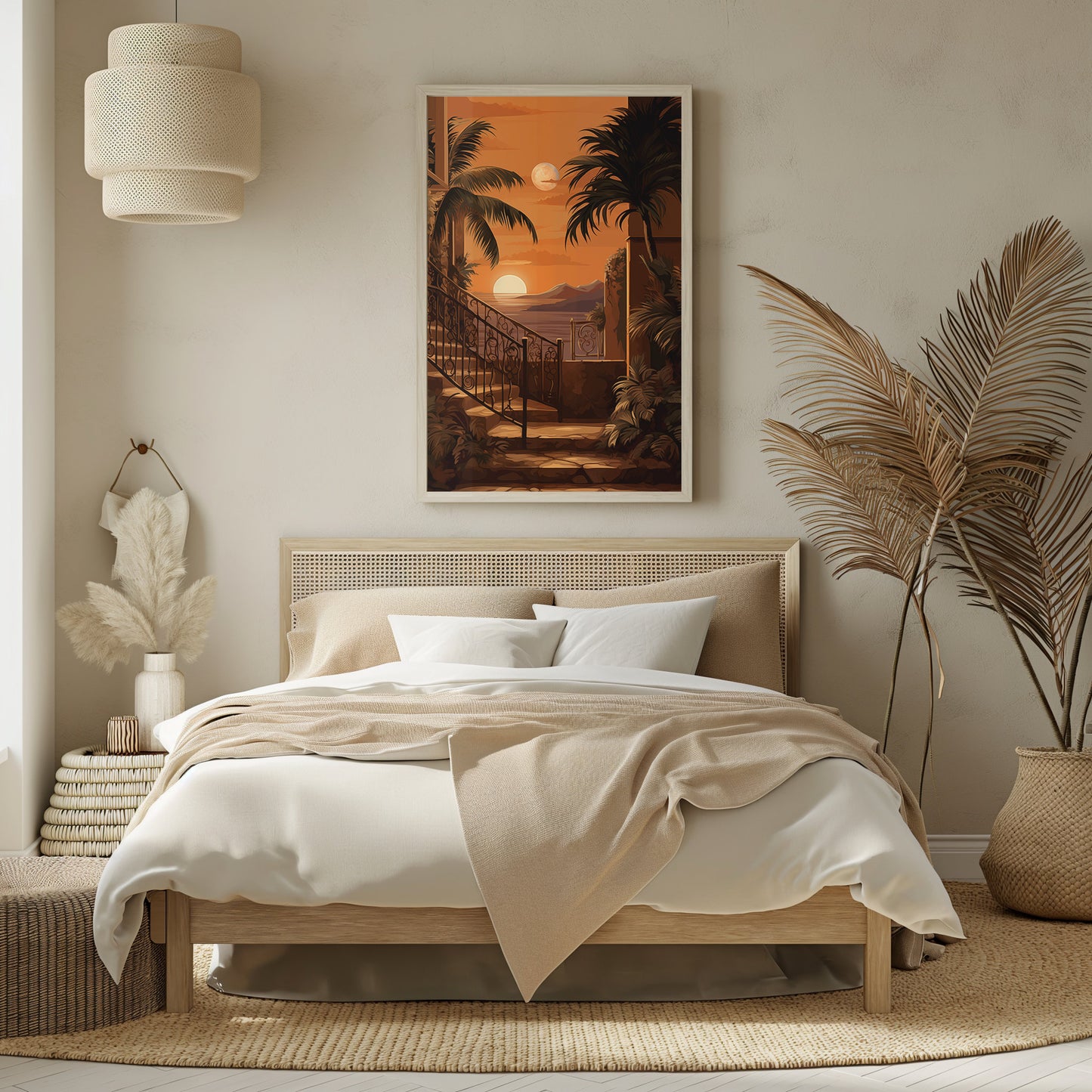 Golden Hour Palms - Tropical Sunset Art Print - Exotic Landscape Poster - Instant Download Home Decor