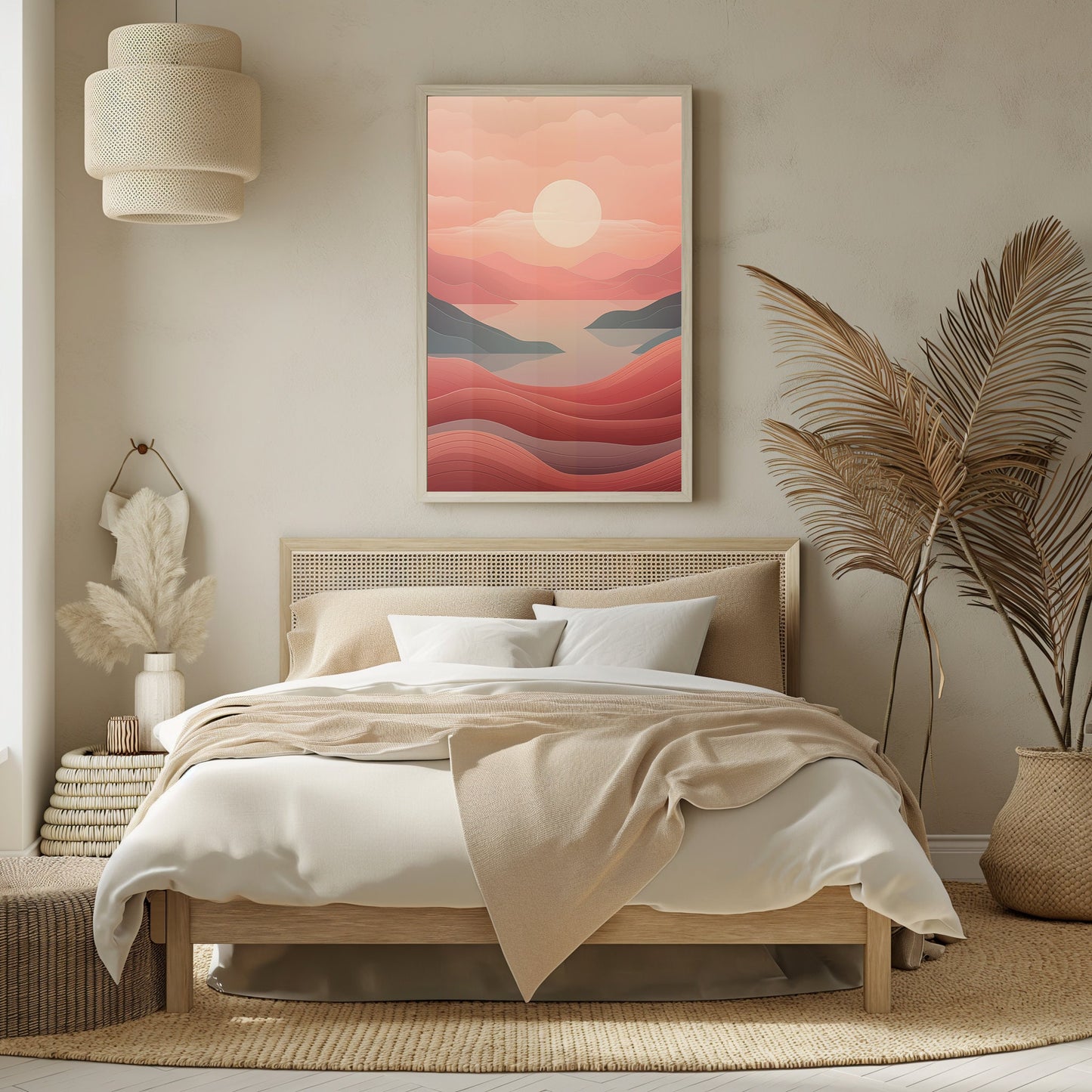 Chic Urban Sunrise Art, Abstract Cityscape Digital Print, Modern Apartment Decor, Warm Toned Wall Art