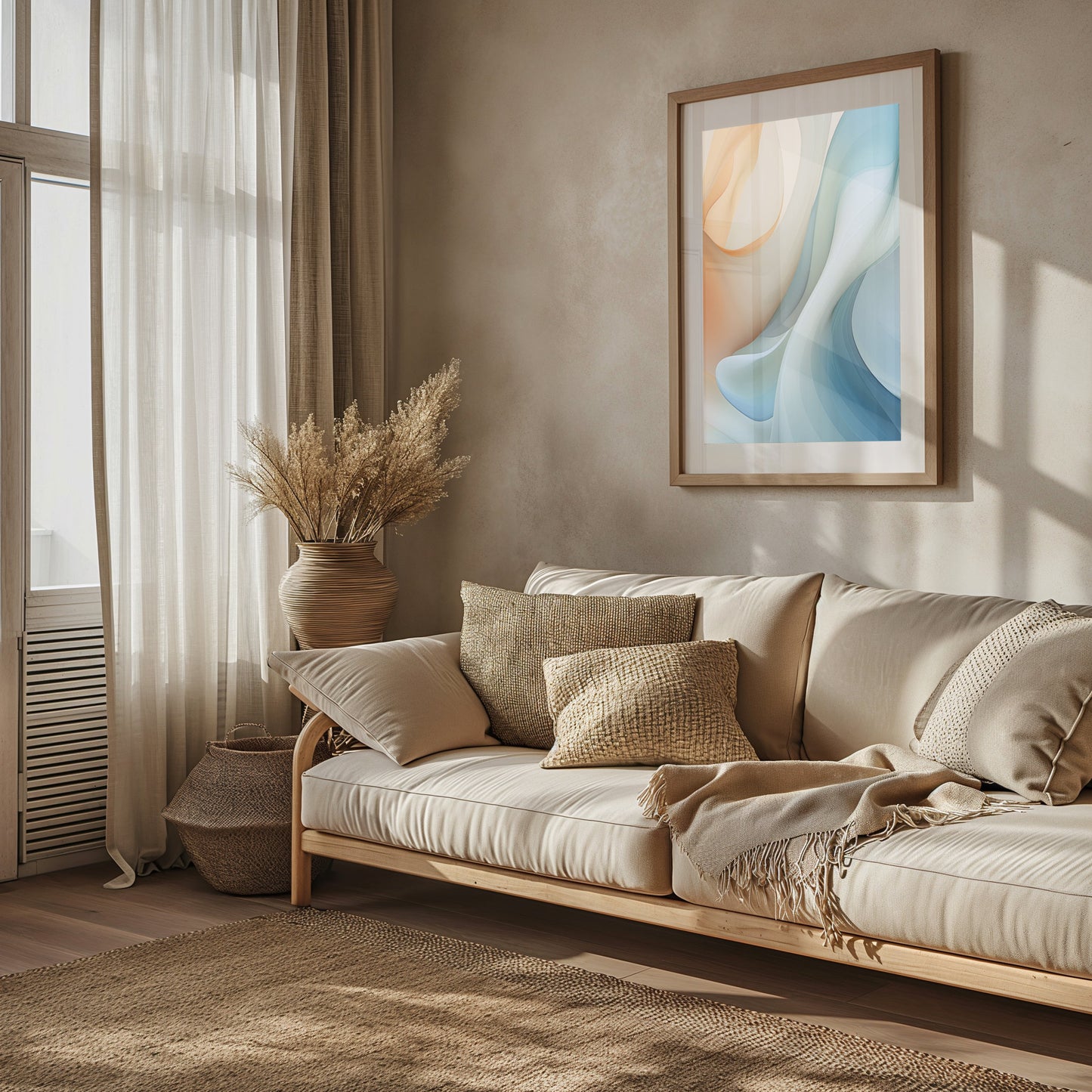 Aqua Curves Abstract Print, Modern Living Room Art, Soft Blue Wall Decor, Digital Flow Artwork, Contemporary Design, Instant Art Download