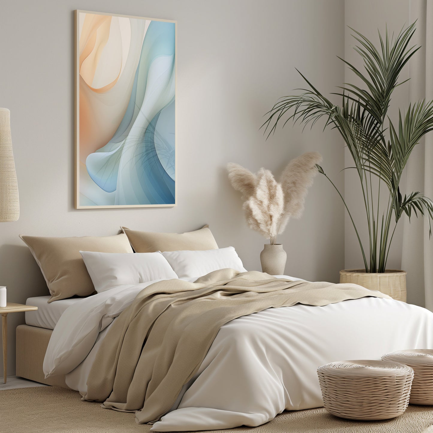 Aqua Curves Abstract Print, Modern Living Room Art, Soft Blue Wall Decor, Digital Flow Artwork, Contemporary Design, Instant Art Download
