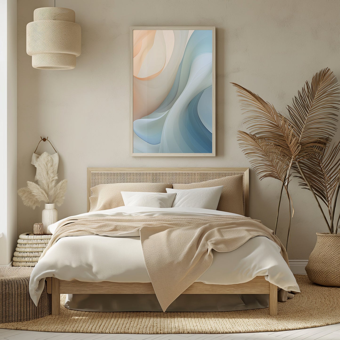 Aqua Curves Abstract Print, Modern Living Room Art, Soft Blue Wall Decor, Digital Flow Artwork, Contemporary Design, Instant Art Download