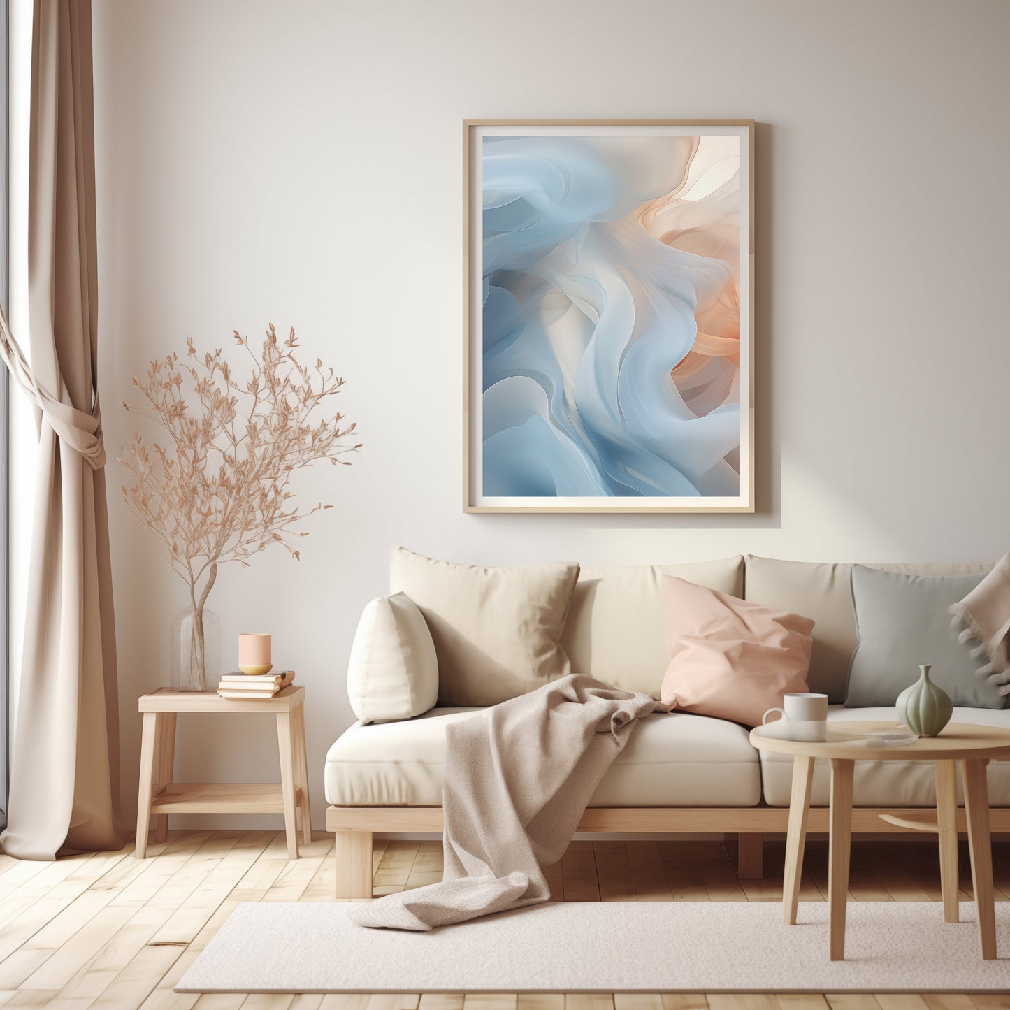 Serenity Swirl Abstract Art, Relaxing Bedroom Decor, Pastel Wall Print, Soothing Digital Artwork, Modern Aesthetic, Instant Download