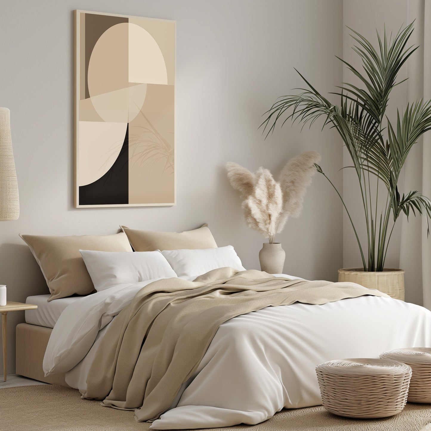 Serene Contour Elegance, Modern Abstract Art, Warm Neutrals and Bold Accents, Sophisticated Wall Decor, Poster Art