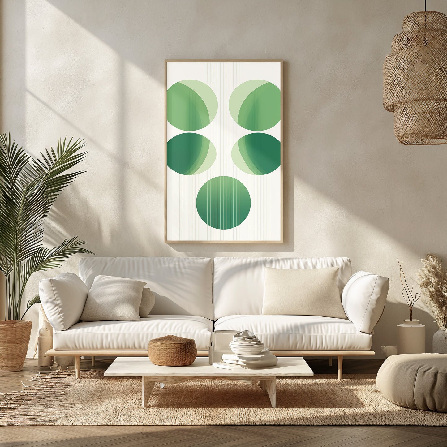 Minimalist Circle Print, Abstract Geometric Wall Art, Mid Century Digital Print, Boho Decor