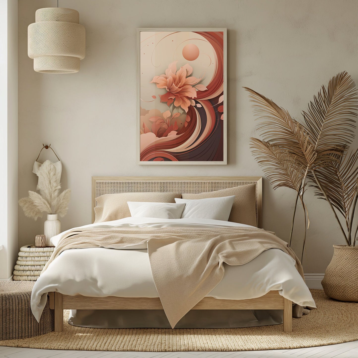 Abstract Blossom, Contemporary Floral Print, Digital Rose Art, Earthy Tones Wall Decor, Bohemian Elegance, Instant Home Art