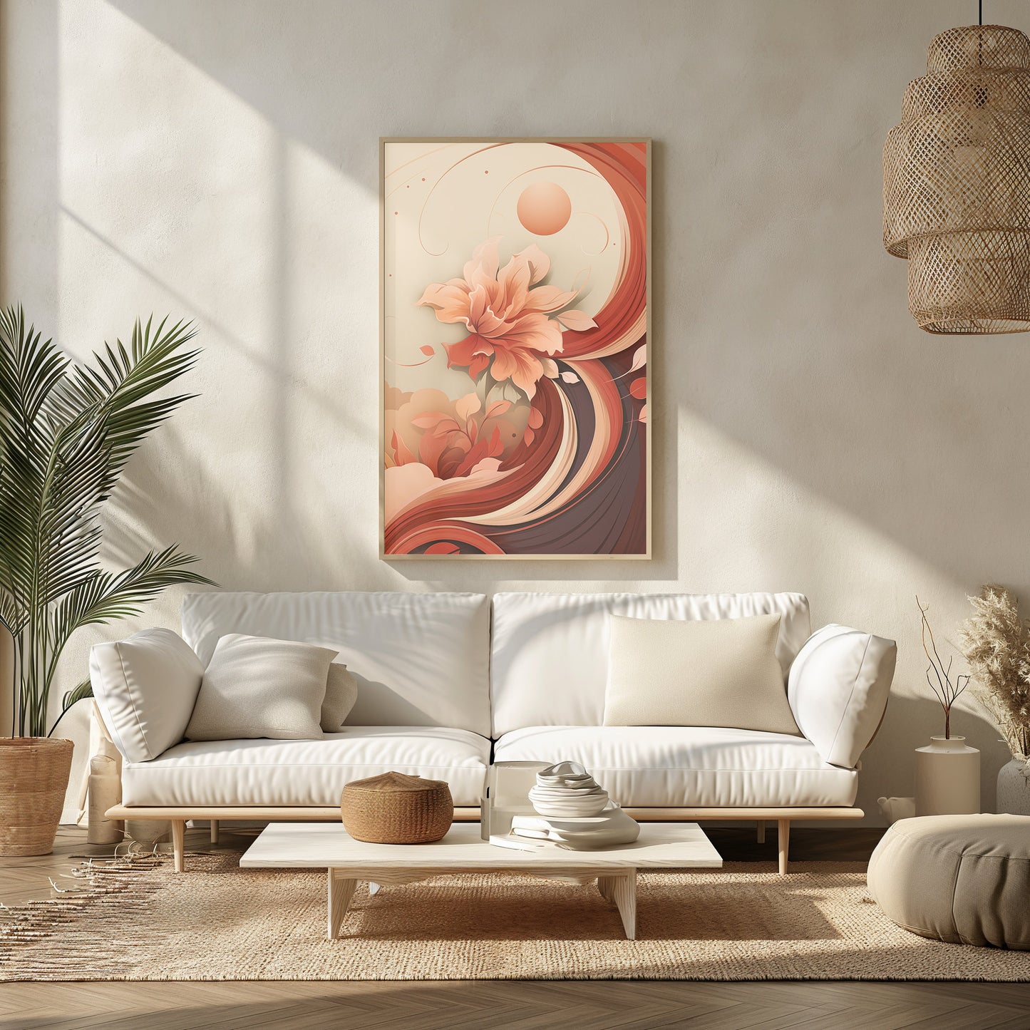 Abstract Blossom, Contemporary Floral Print, Digital Rose Art, Earthy Tones Wall Decor, Bohemian Elegance, Instant Home Art