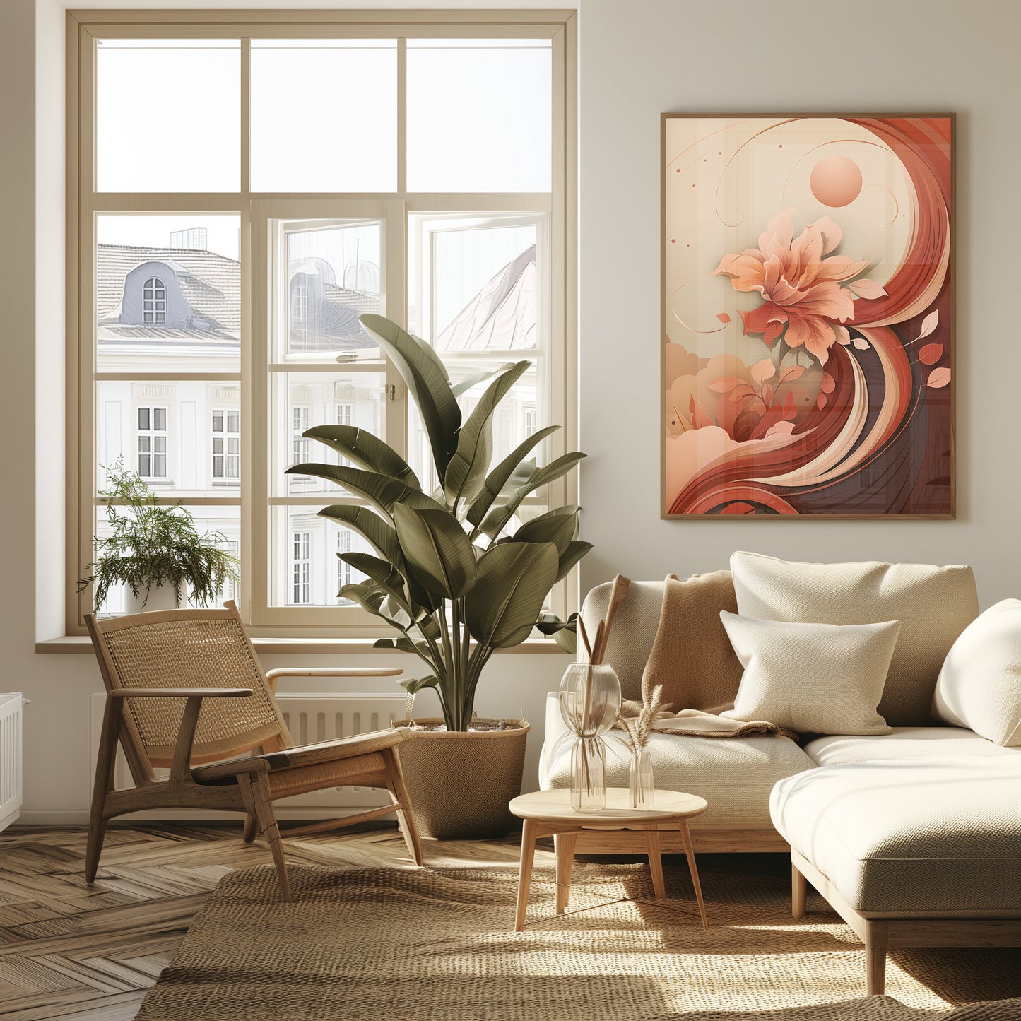 Abstract Blossom, Contemporary Floral Print, Digital Rose Art, Earthy Tones Wall Decor, Bohemian Elegance, Instant Home Art