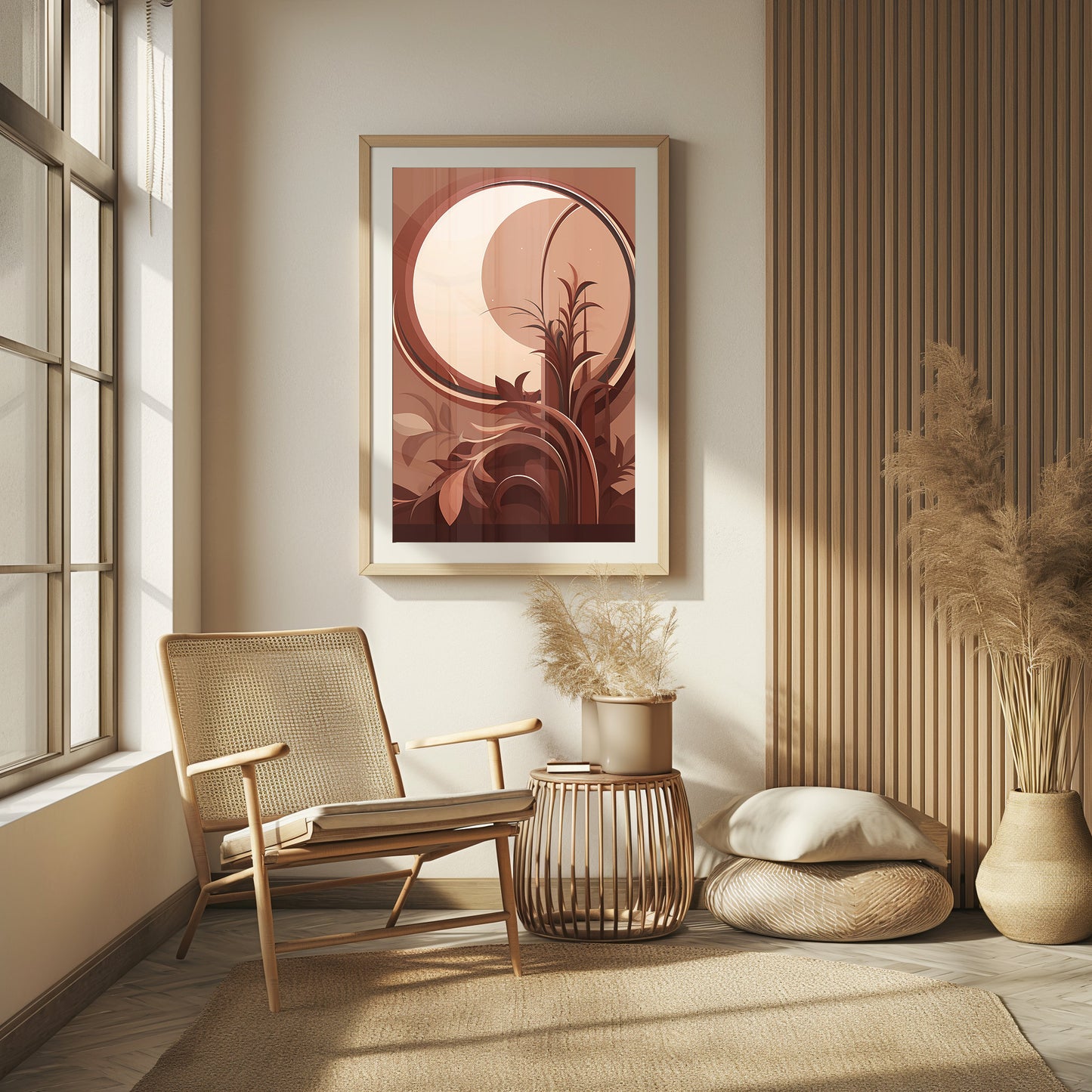 Autumn Serenade, Modern Nature Art, Digital Sunset Print, Earth Tone Living, Boho Chic Decor, Printable Warm Landscape