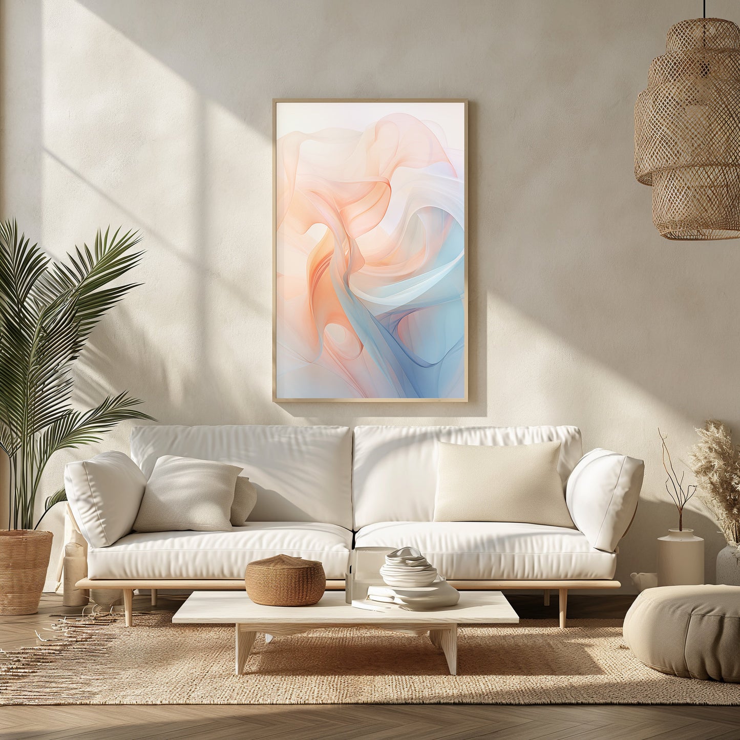 Serene Swirls Canvas, Pastel Abstract Art, Modern Fluid Print, Peaceful Living Room Decor, Digital Artwork, Harmonious Wall Print