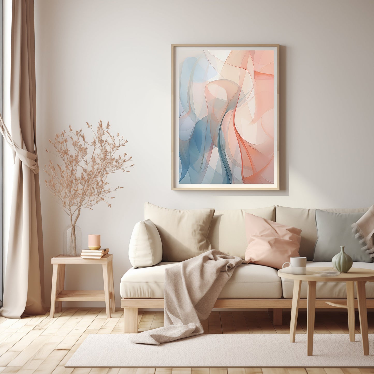 Abstract Elegance Art, Soft Pastel Flow Print, Modern Bedroom Aesthetic, Relaxing Wall Decor, Digital Download, Chic Interior Artwork