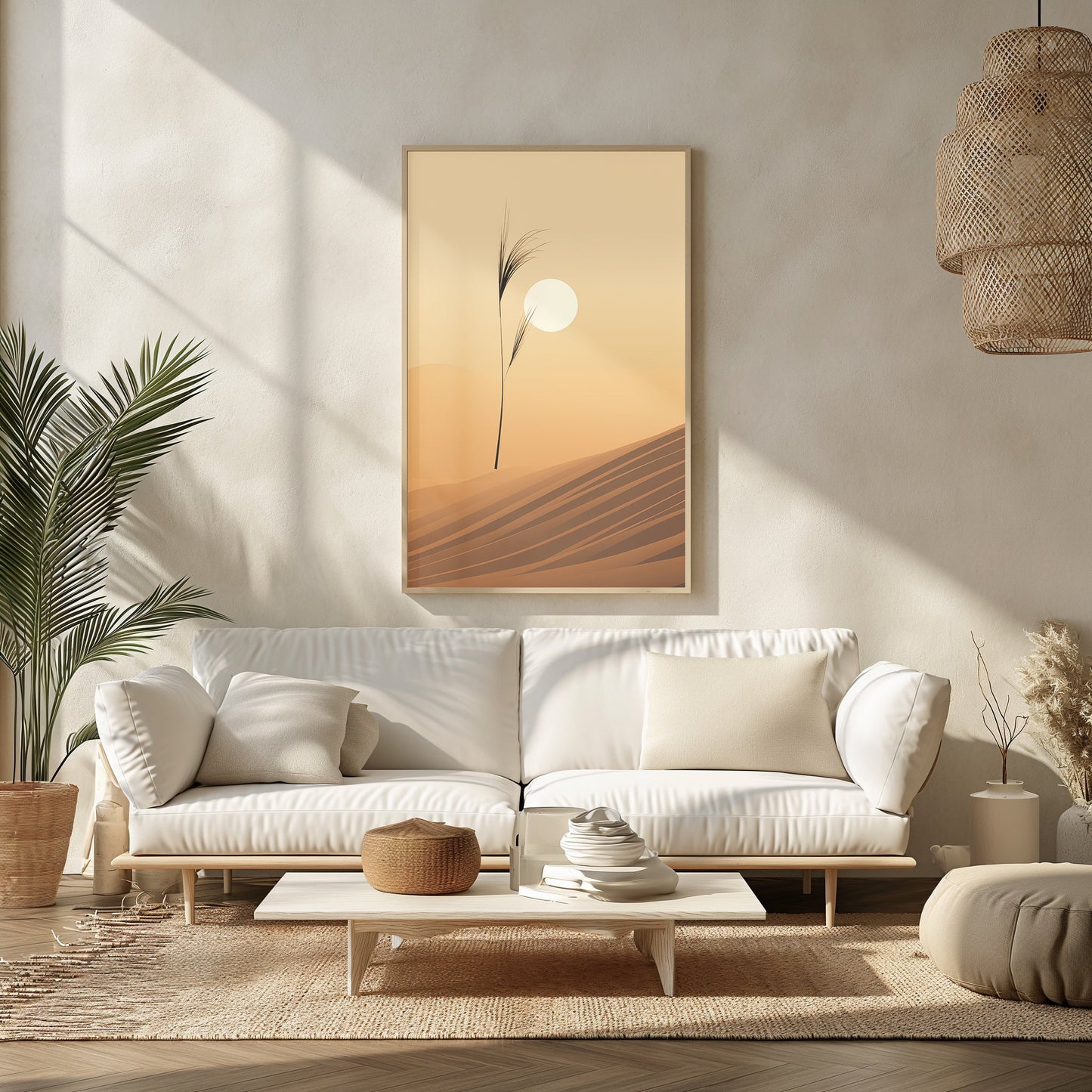 Desert Dunes at Sunset Canvas Print - Warm Tones Wall Art, Minimalist Landscape, Modern Home Decor