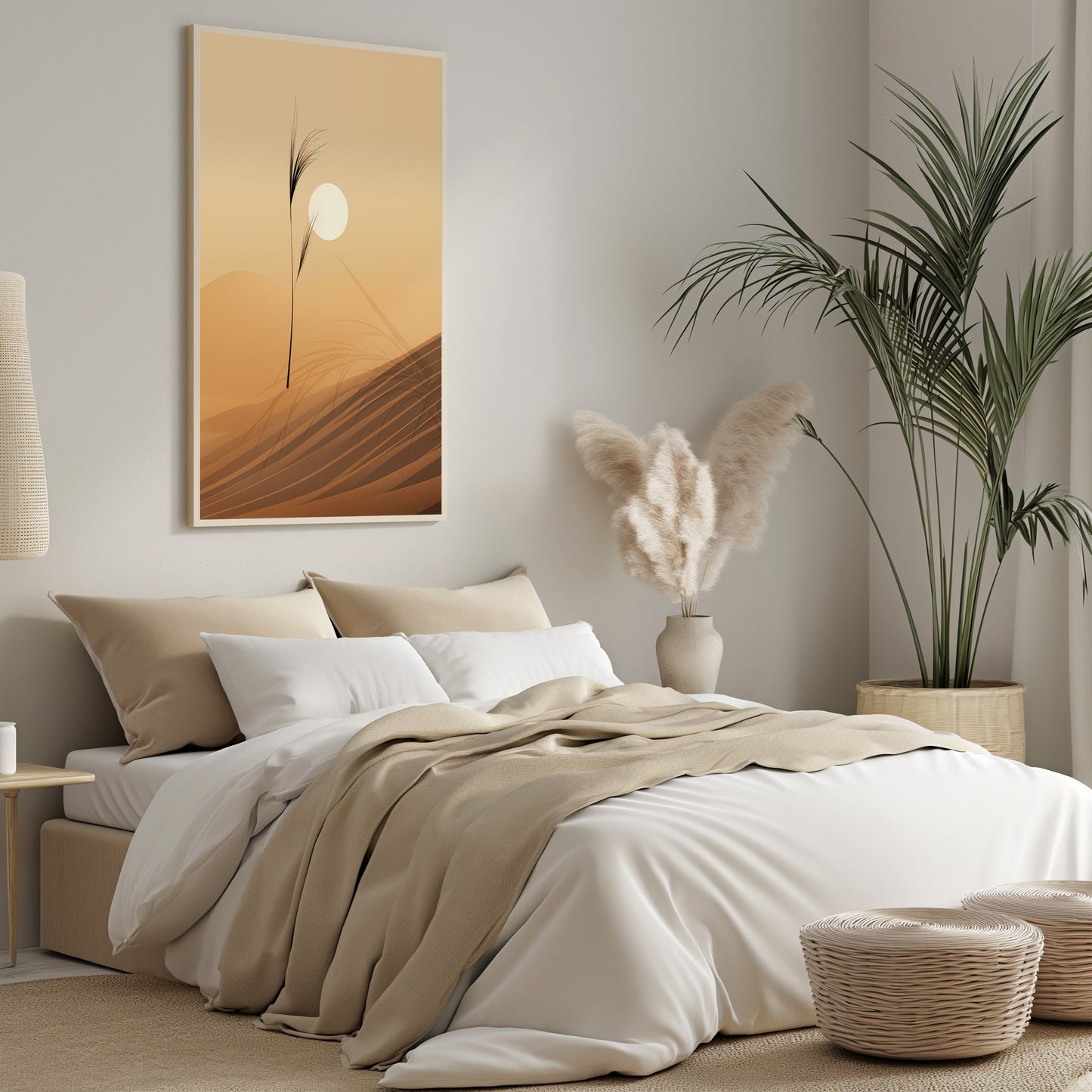 Desert Dunes at Sunset Canvas Print - Warm Tones Wall Art, Minimalist Landscape, Modern Home Decor