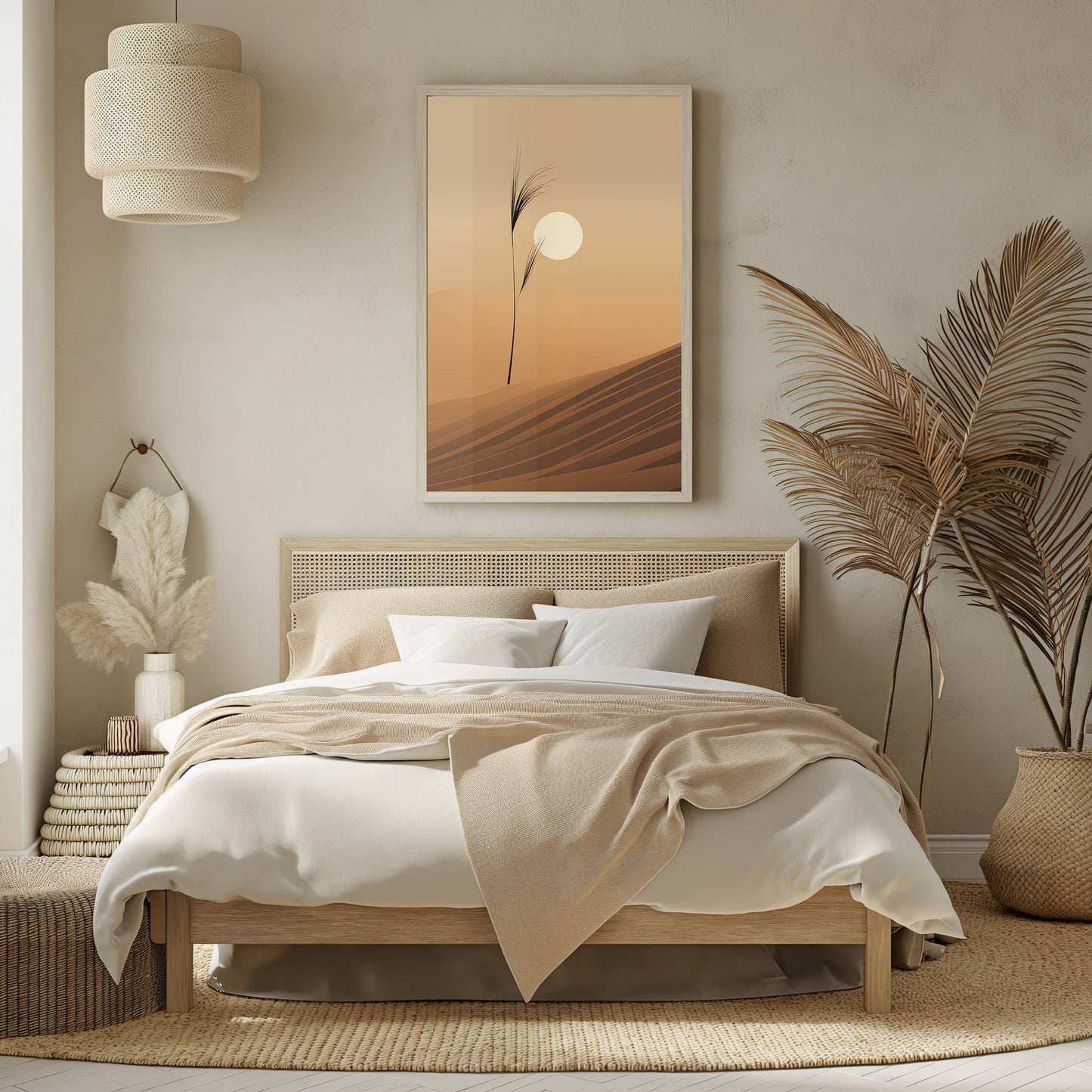 Desert Dunes at Sunset Canvas Print - Warm Tones Wall Art, Minimalist Landscape, Modern Home Decor