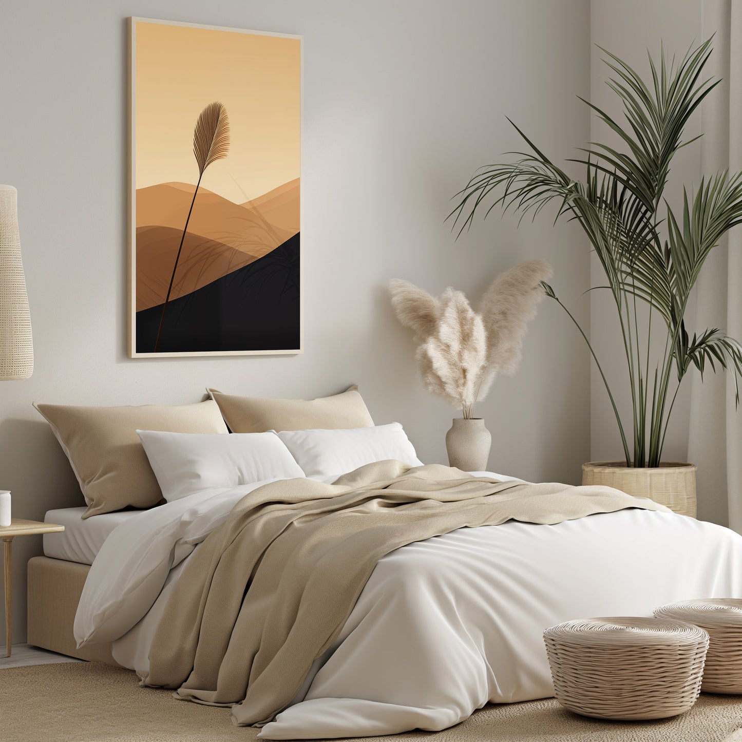 Minimalist Desert Flora Canvas Print - Elegant Wall Art for Modern Home Decor, Abstract Nature Illustration