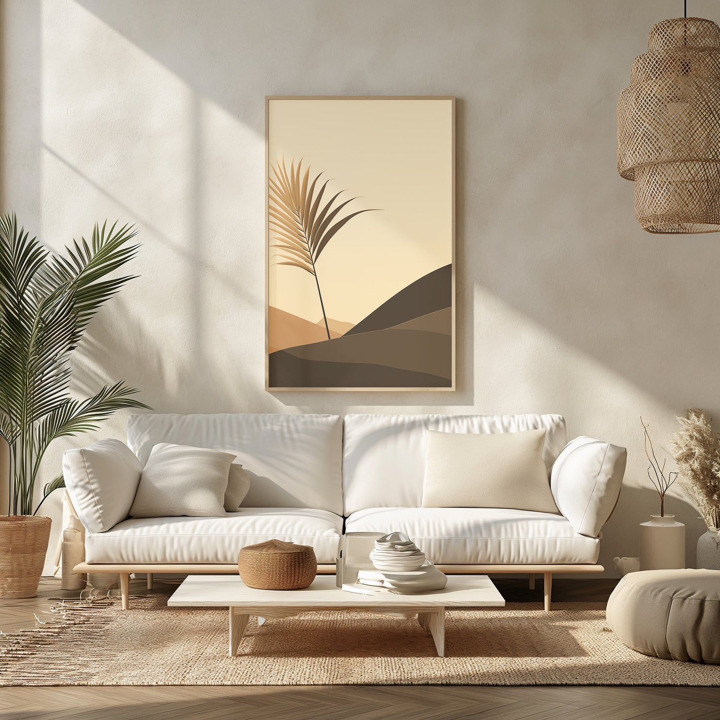 Desert Whisper - Modern Minimalist Palm Wall Art Print, Neutral Toned Home Decor