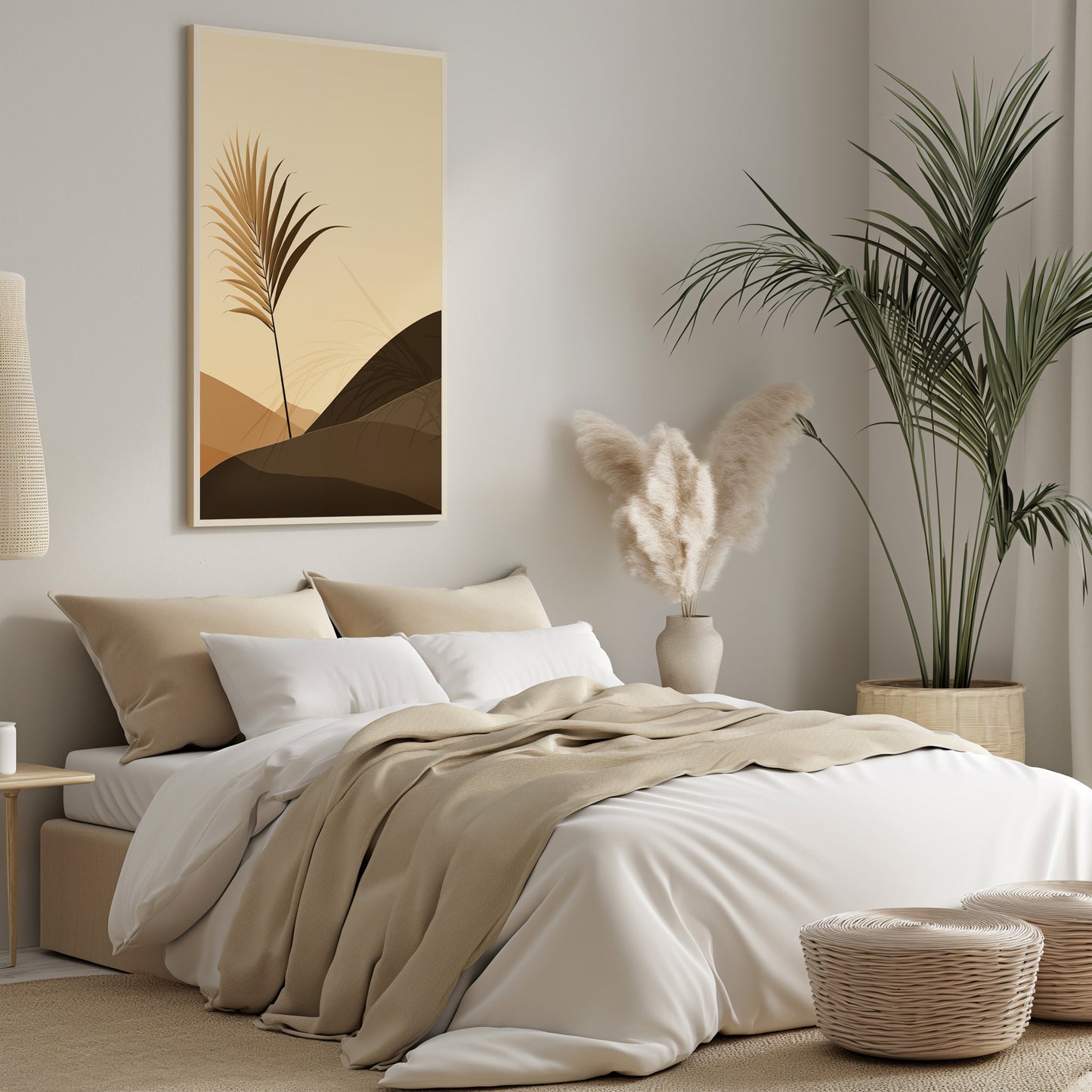 Desert Whisper - Modern Minimalist Palm Wall Art Print, Neutral Toned Home Decor