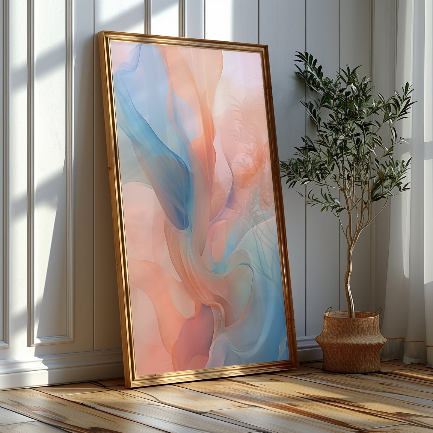 Vivid Abstract Trio Canvas Set, Ethereal Swirls Wall Art, Bohemian Home Decor, Instant Download