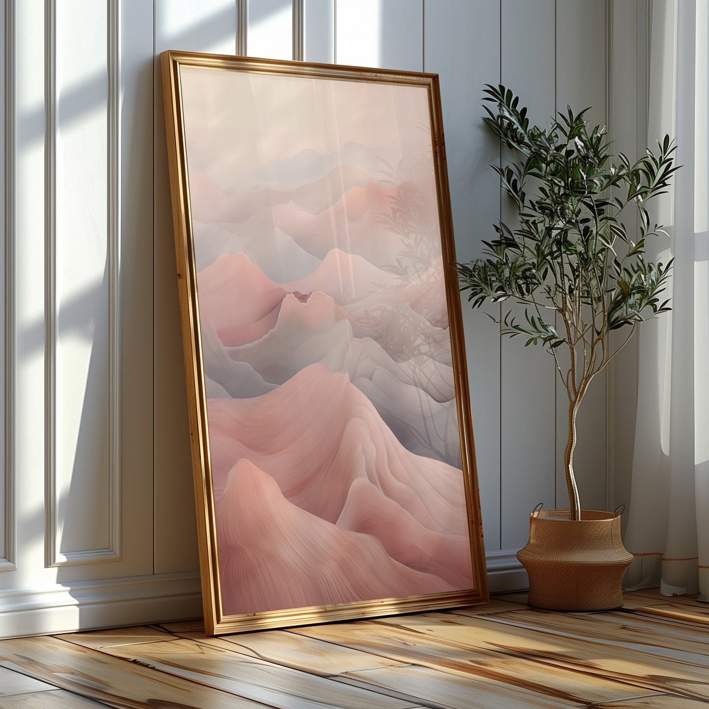 Abstract Landscape Art Set, Warm Desert Dunes Prints, Set of Three, Peaceful Sand Wave Wall Art, Instant Download