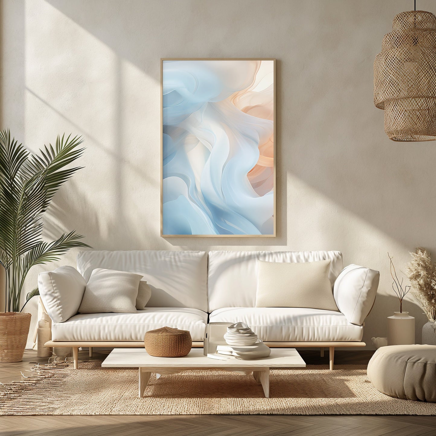 Serenity Swirl Abstract Art, Relaxing Bedroom Decor, Pastel Wall Print, Soothing Digital Artwork, Modern Aesthetic, Instant Download